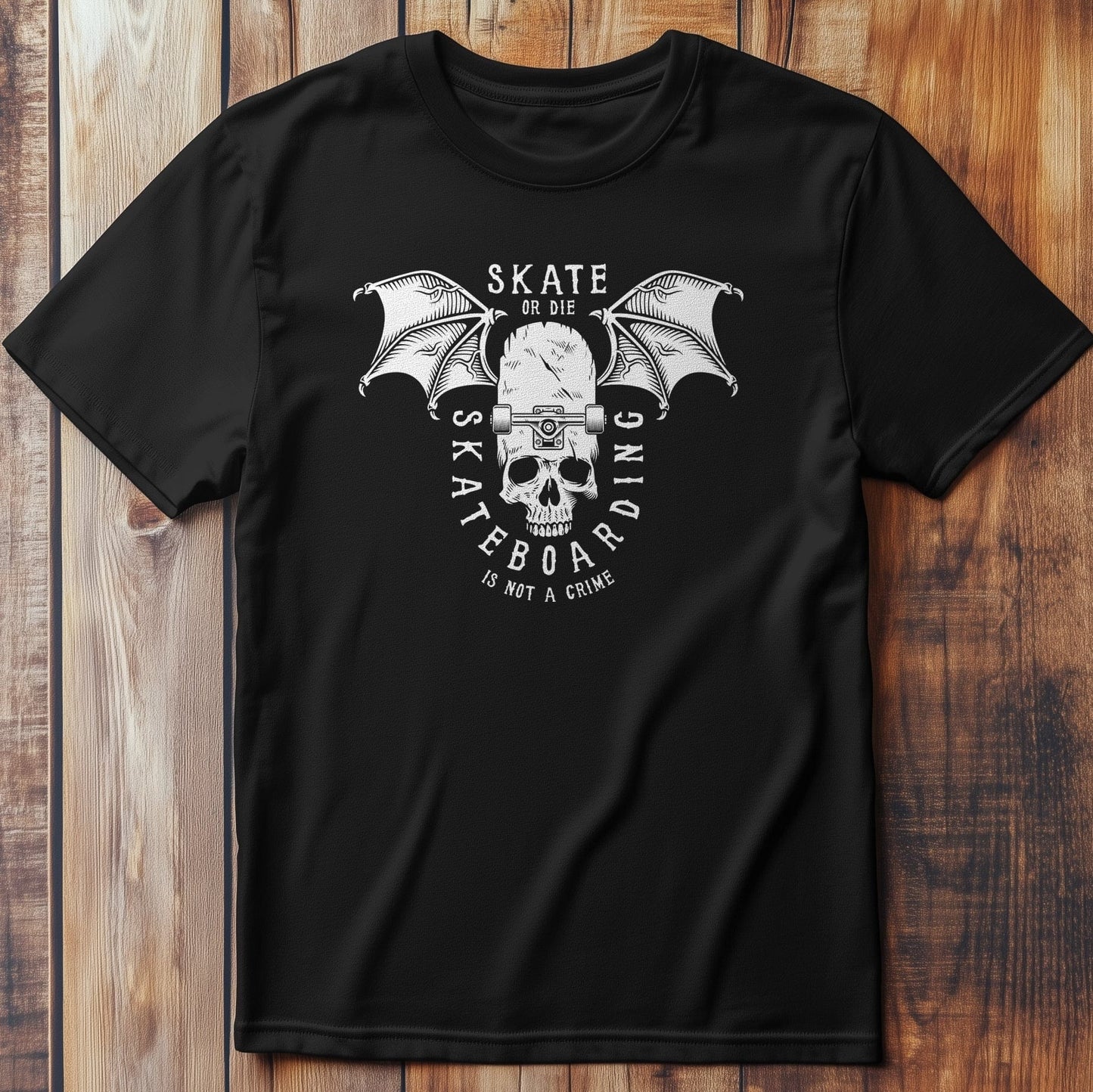 Skate or Die Skull Wings T-shirt -
