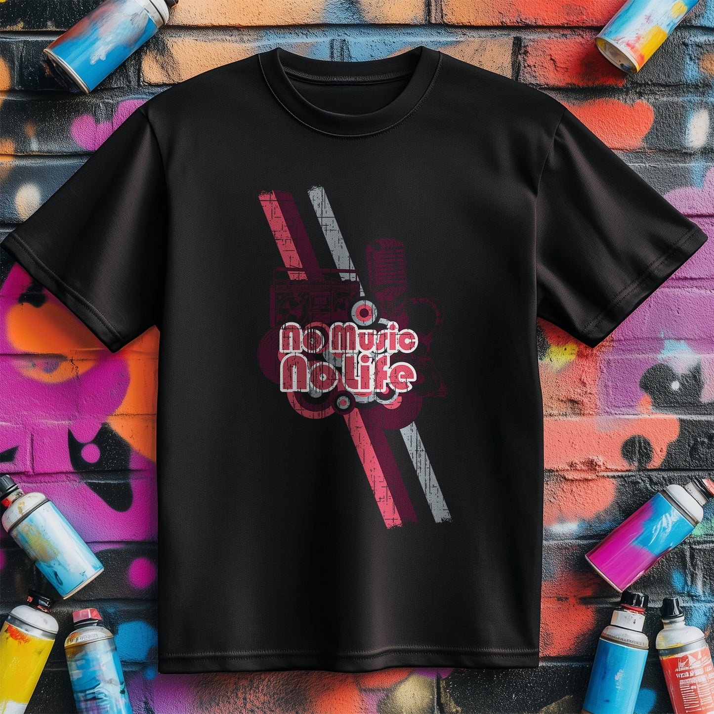 No Music No Life T-Shirt - Graffiti