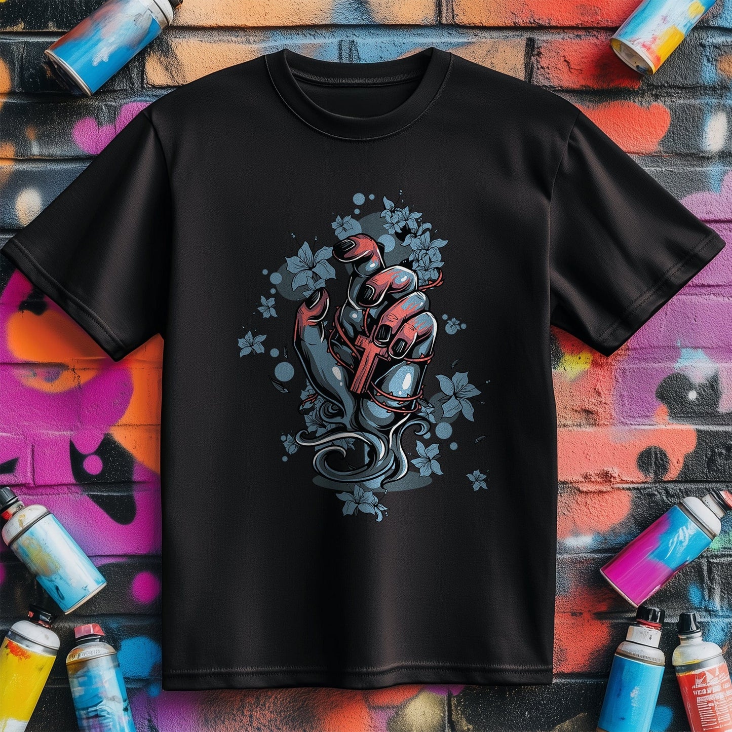 Cross In Hands T-Shirt - Blooming