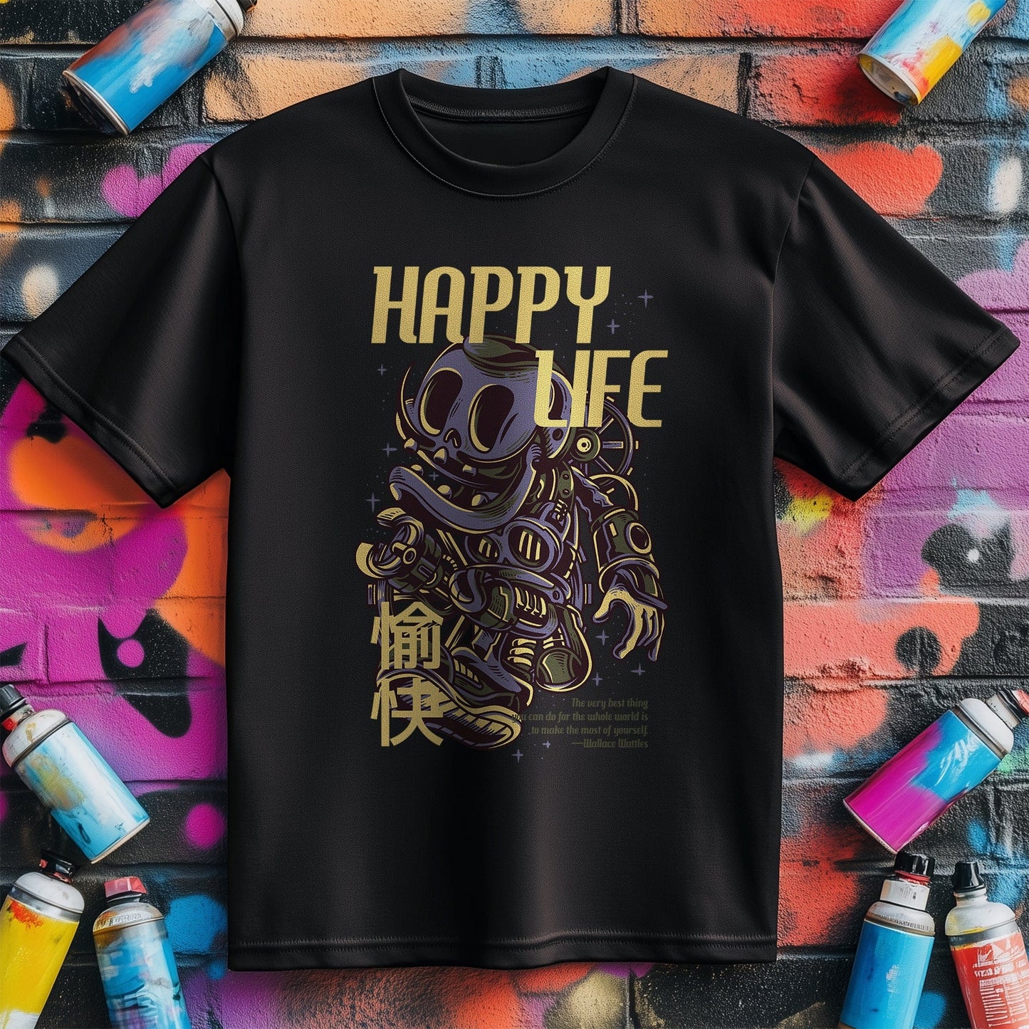 Happy Life Robot T-shirt - Get Your