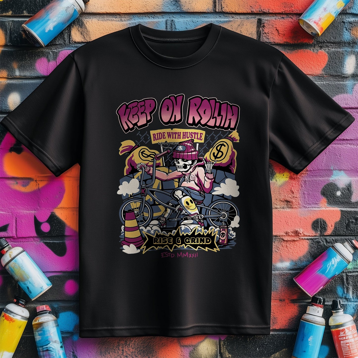 Keep On Rollin‚Äô Biker T-Shirt ‚Äì Ride