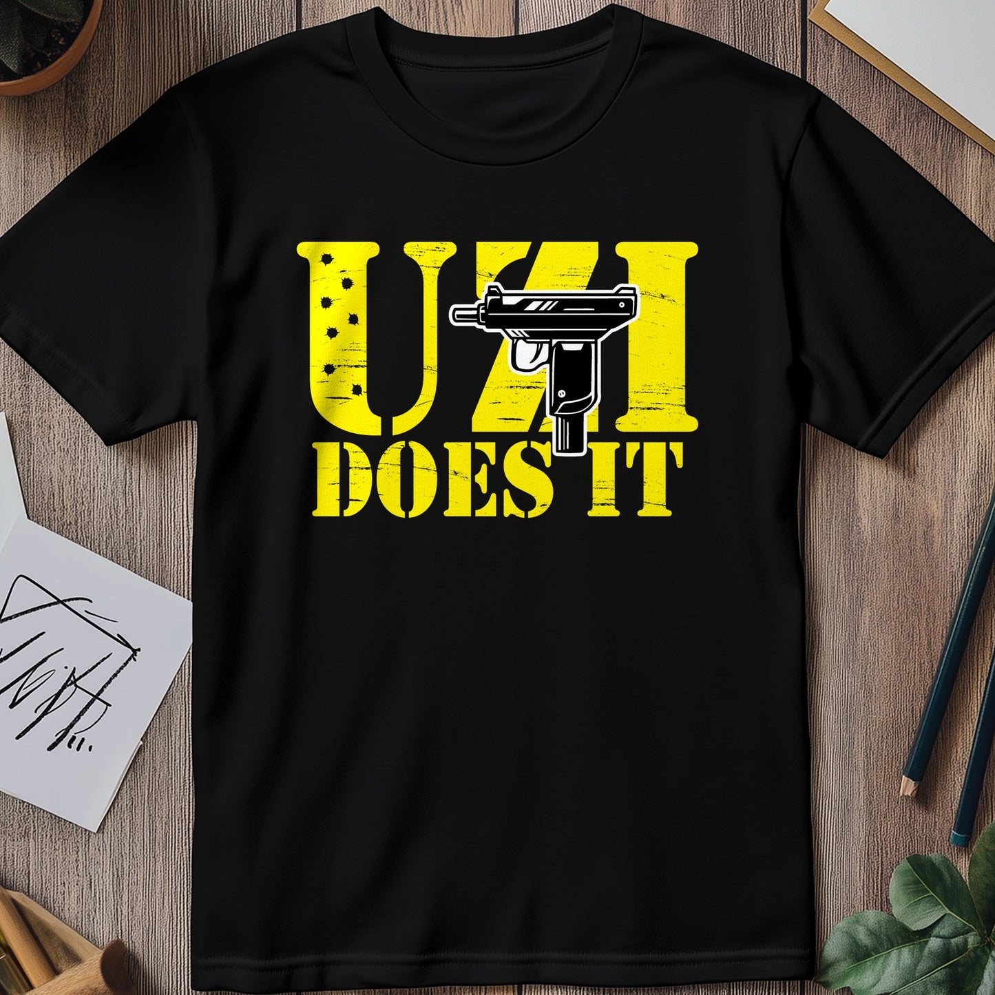 Uzi-Does-It T-Shirt - Funny and
