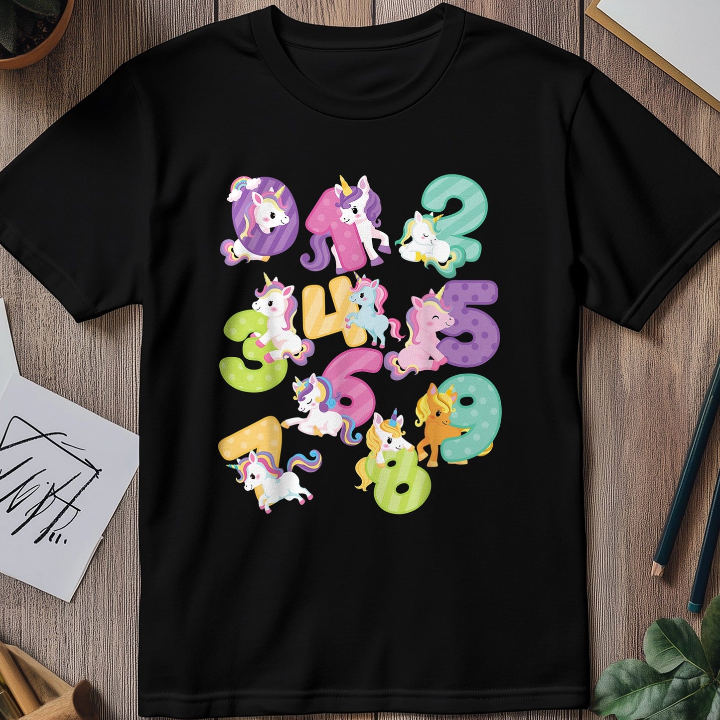 Cute Unicorn Number Day Math Kids Tee