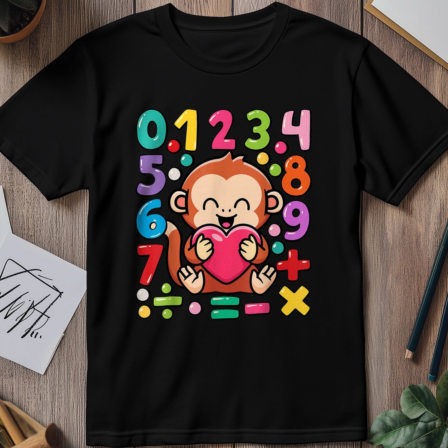 Monkey Number Day Math Kids Tee