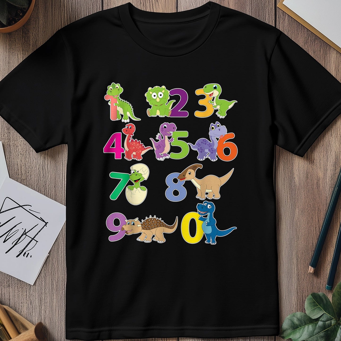 Dinosaur Number Day Math Kids Tee