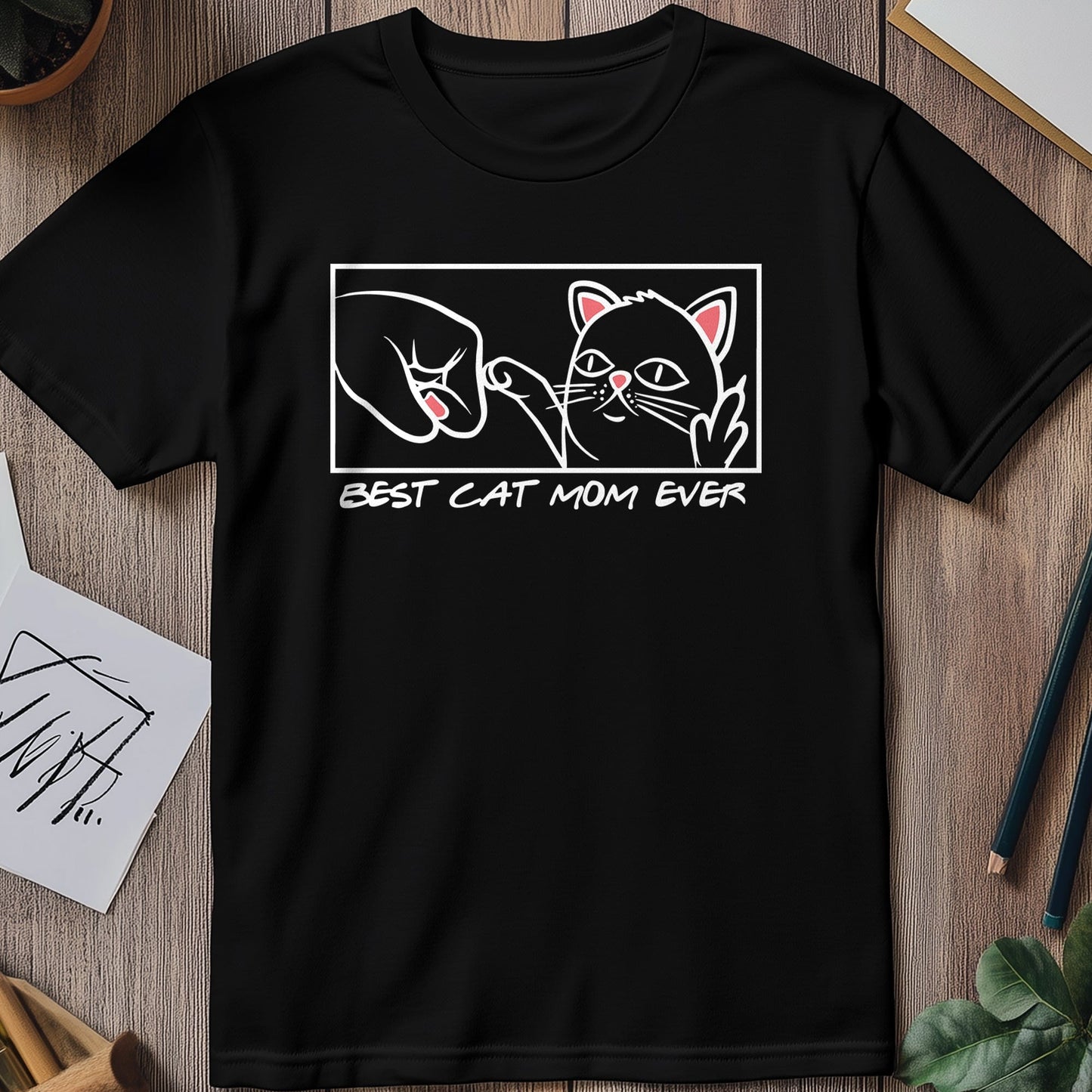 Best Cat Mum for Black T-shirt