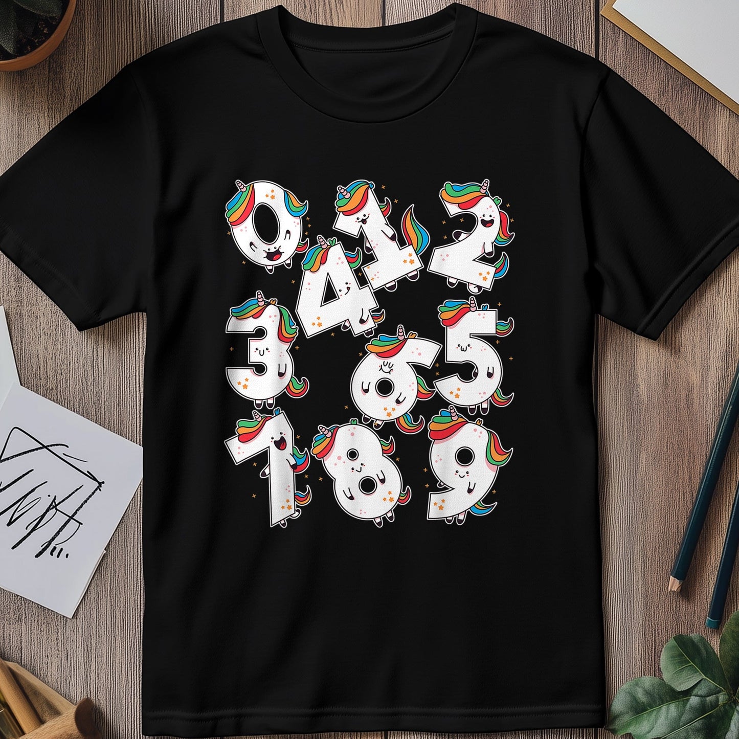 Unicorn Number Day Math Kids Tee