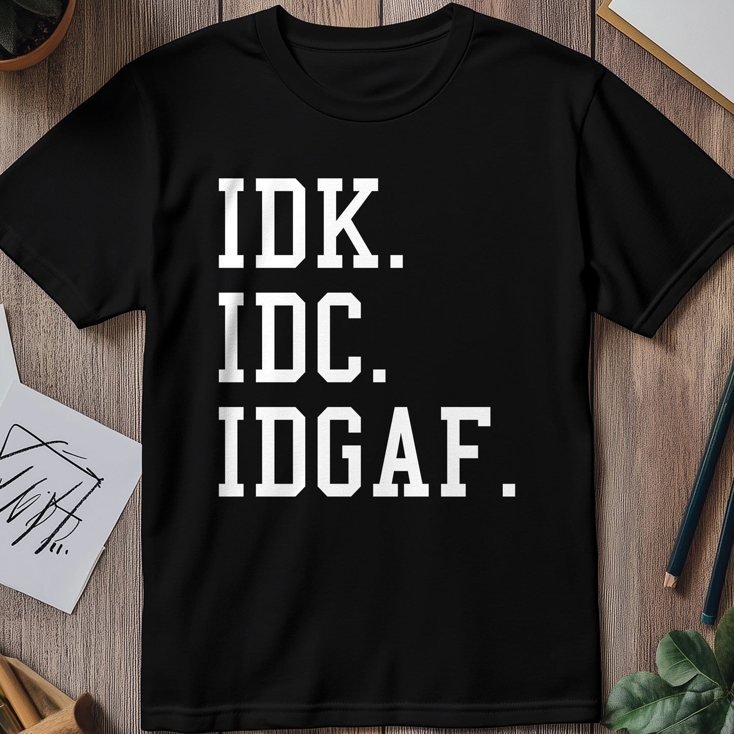 IDK IDC IDGAF T-Shirt - The Ultimate