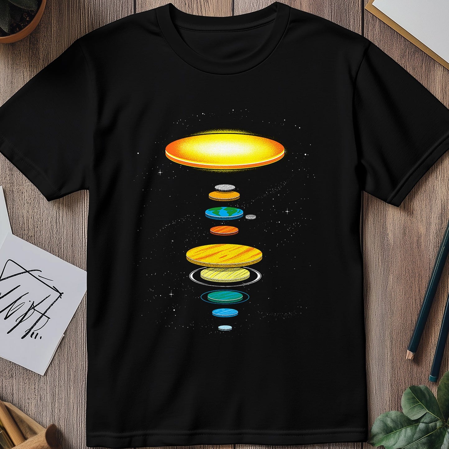 Flat-Solar-System T-Shirt - Cosmic Fun