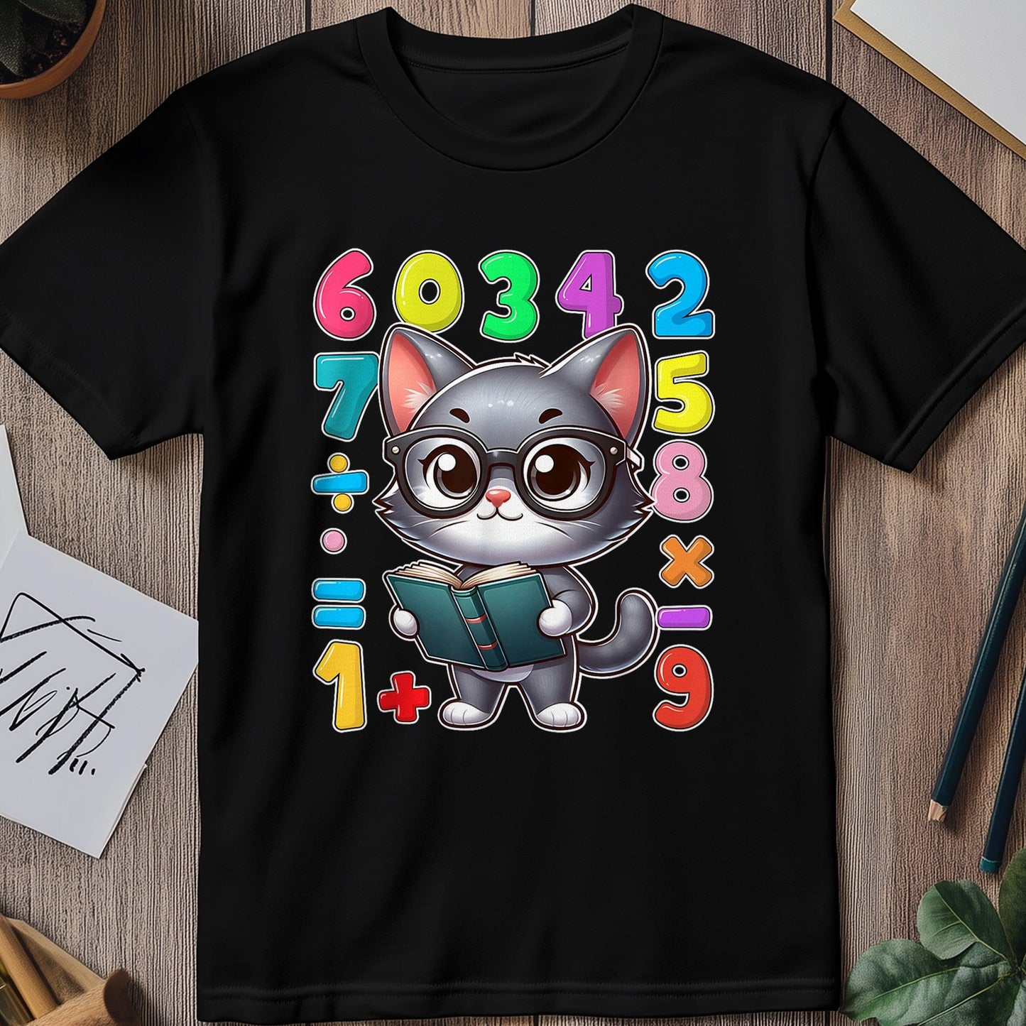 School Cat Numbers Day Kids Tee