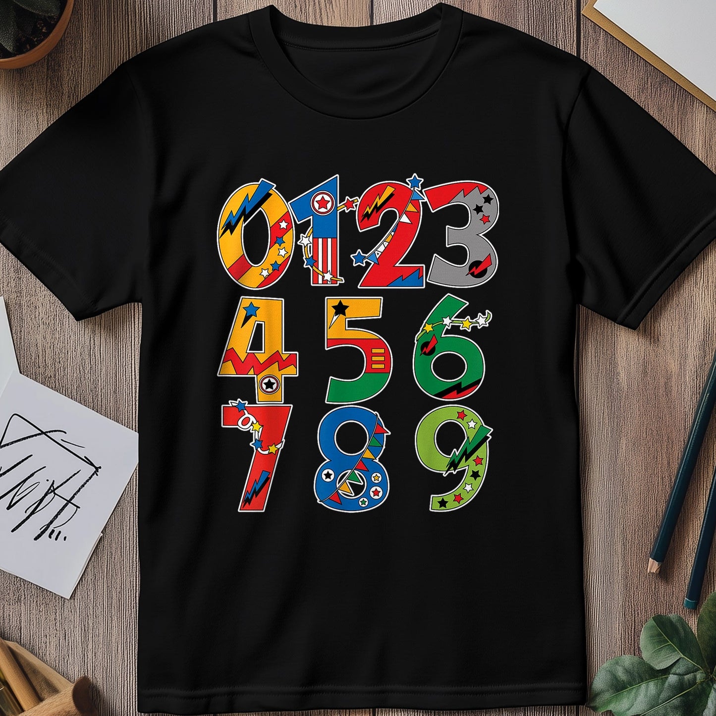 Superhero Numbers Day Math Kids Tee