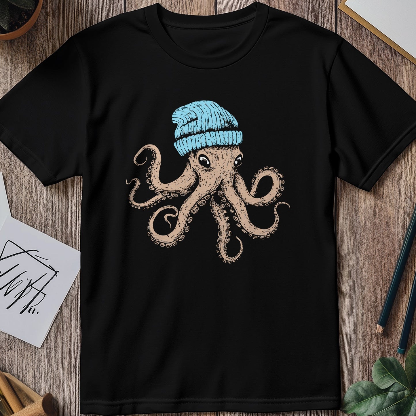 Octopus Blue Beanie 2 T-Shirt