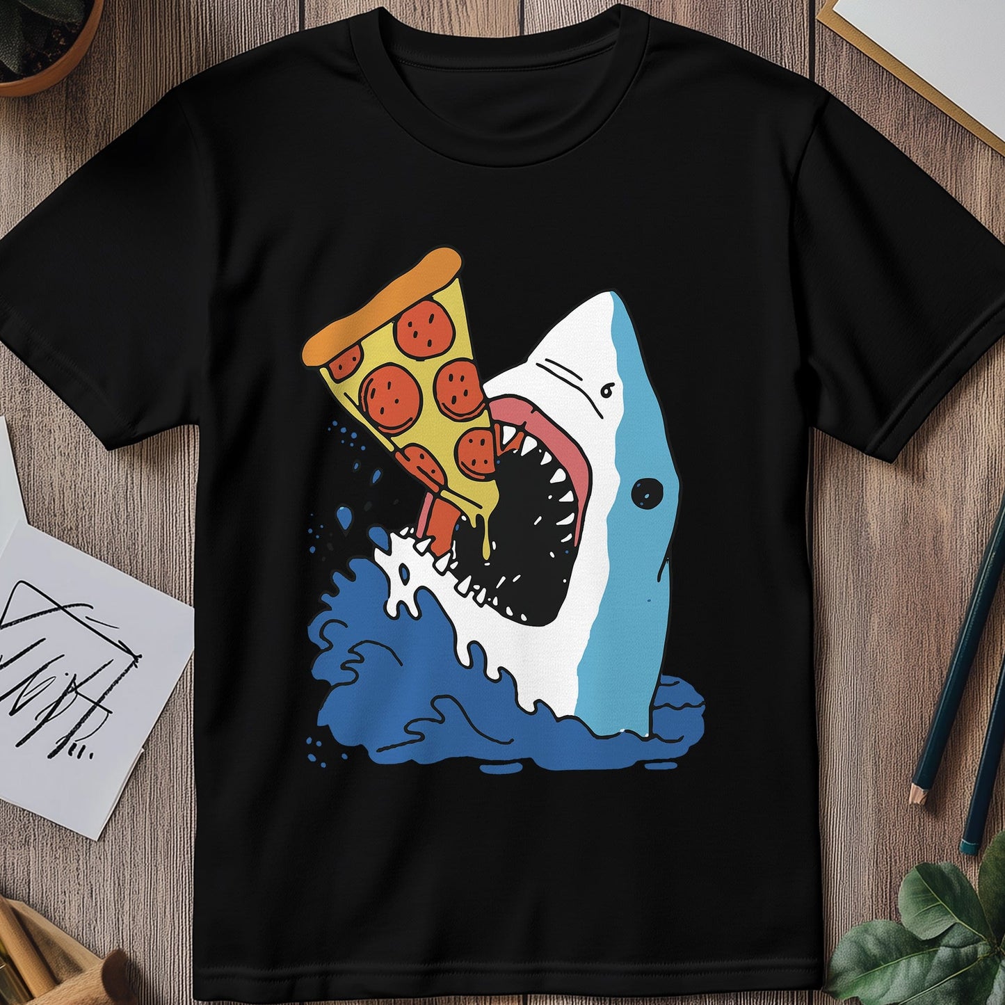 Shark Attack Pizza T-shirt -