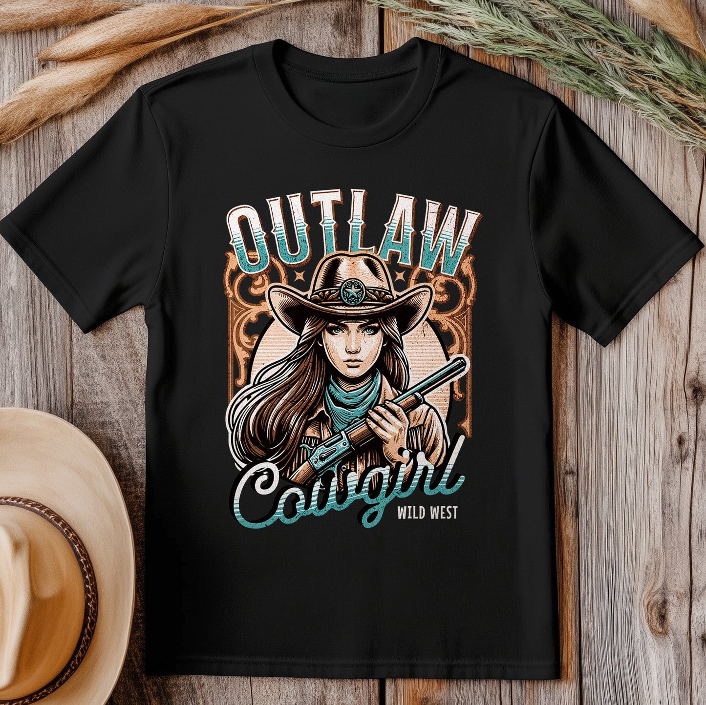 Outlaw Cowgirl Wild West T-Shirt