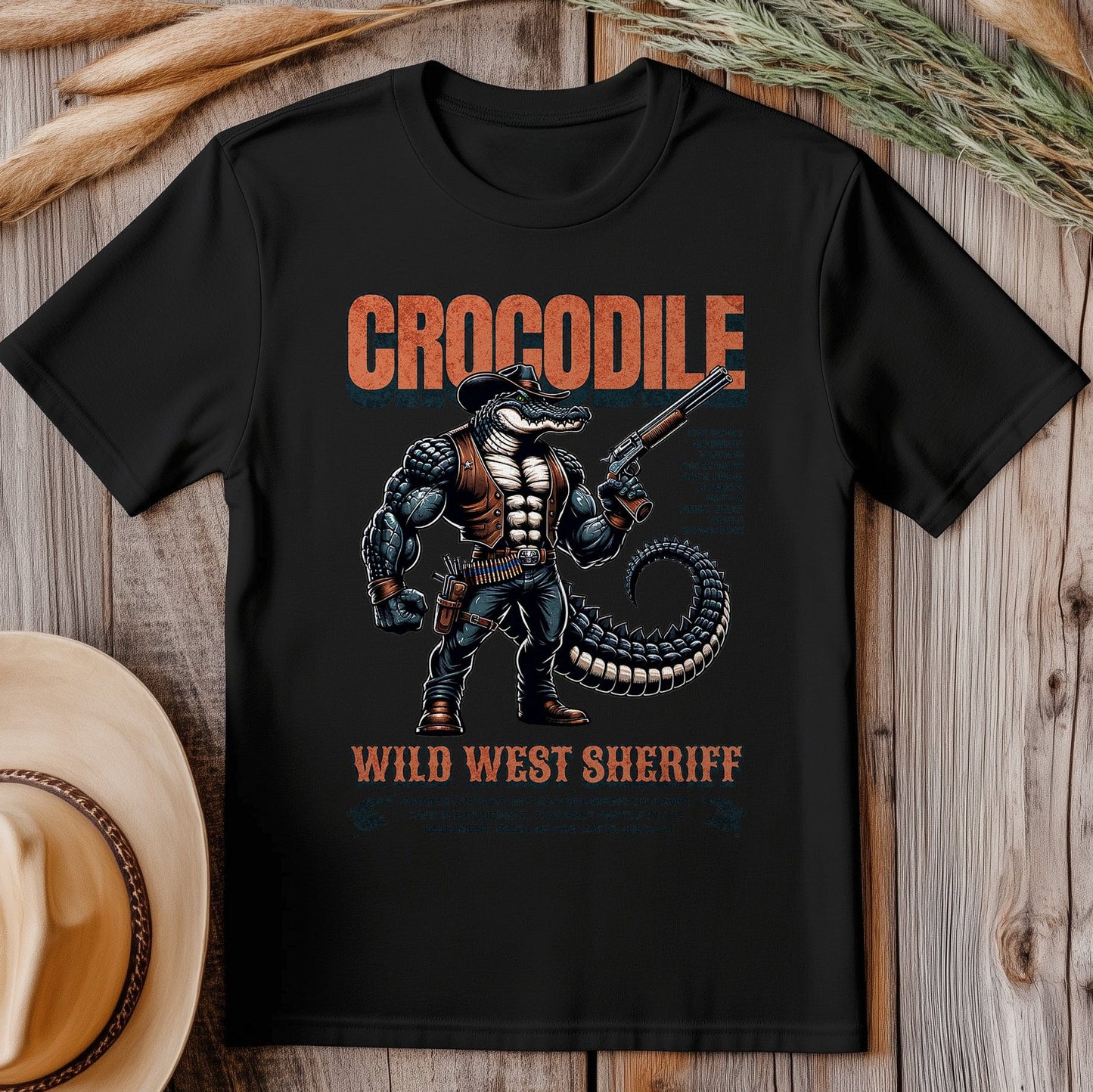 Crocodile Cowboy Wild West Sheriff T-shirt
