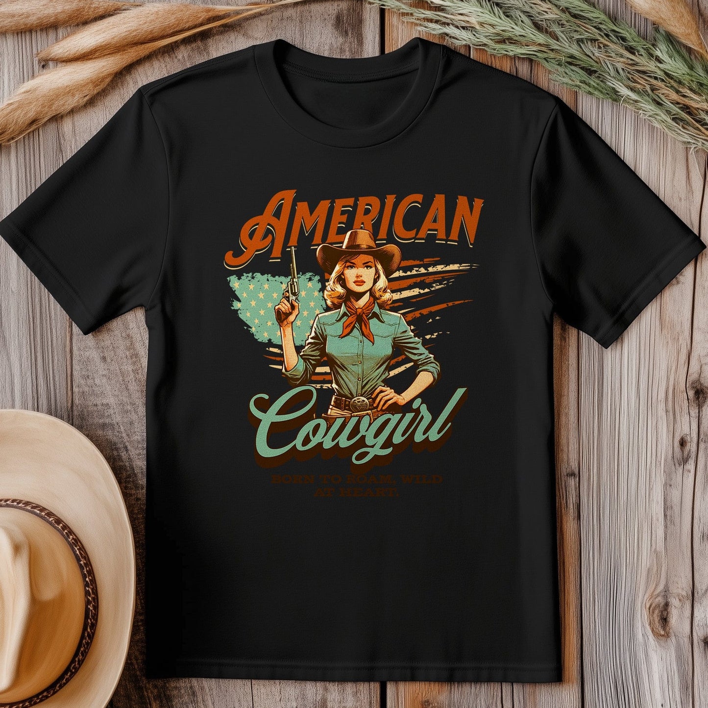 American Cowgirl T-Shirt with gun