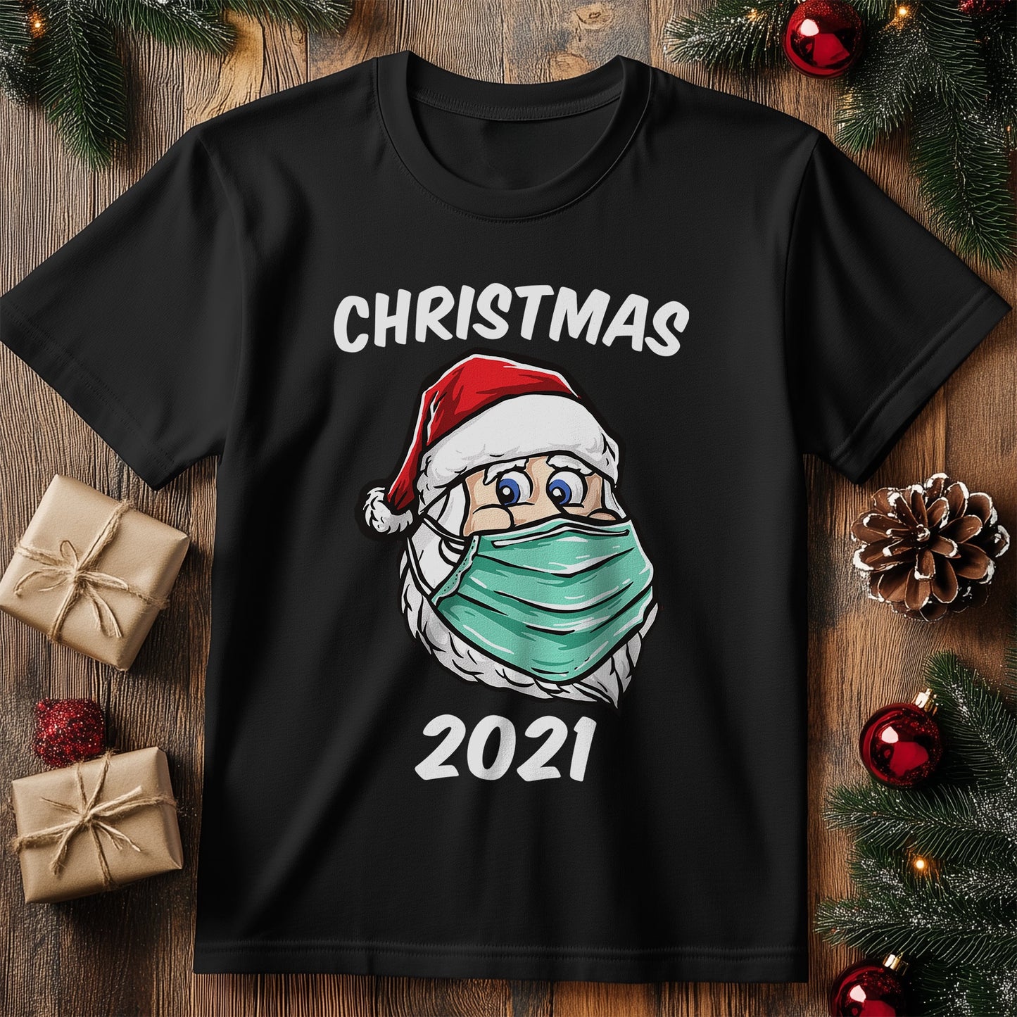 Santa Face Mask 2021 T-Shirt -
