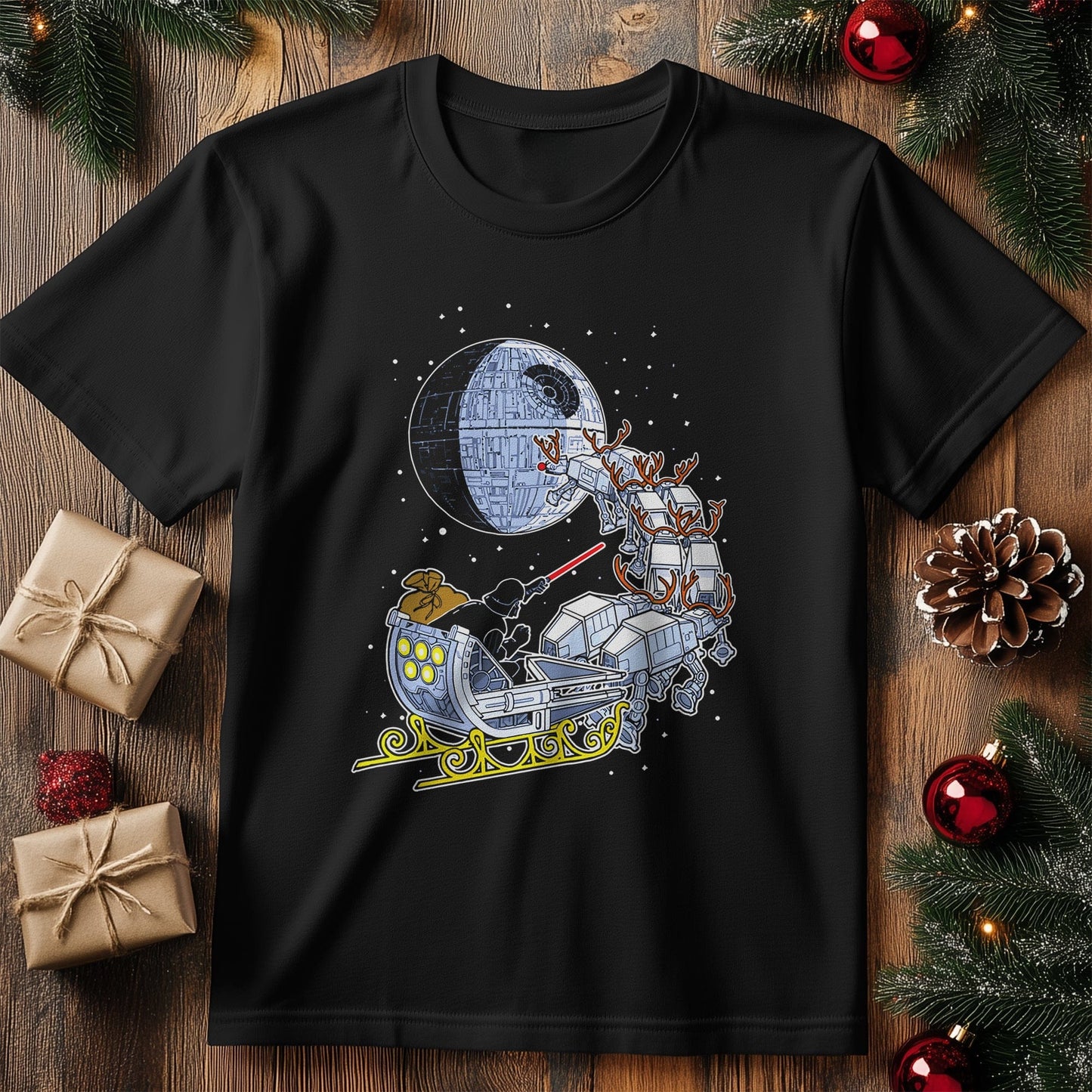 Drath Vader Santa Sleigh T-Shirt -