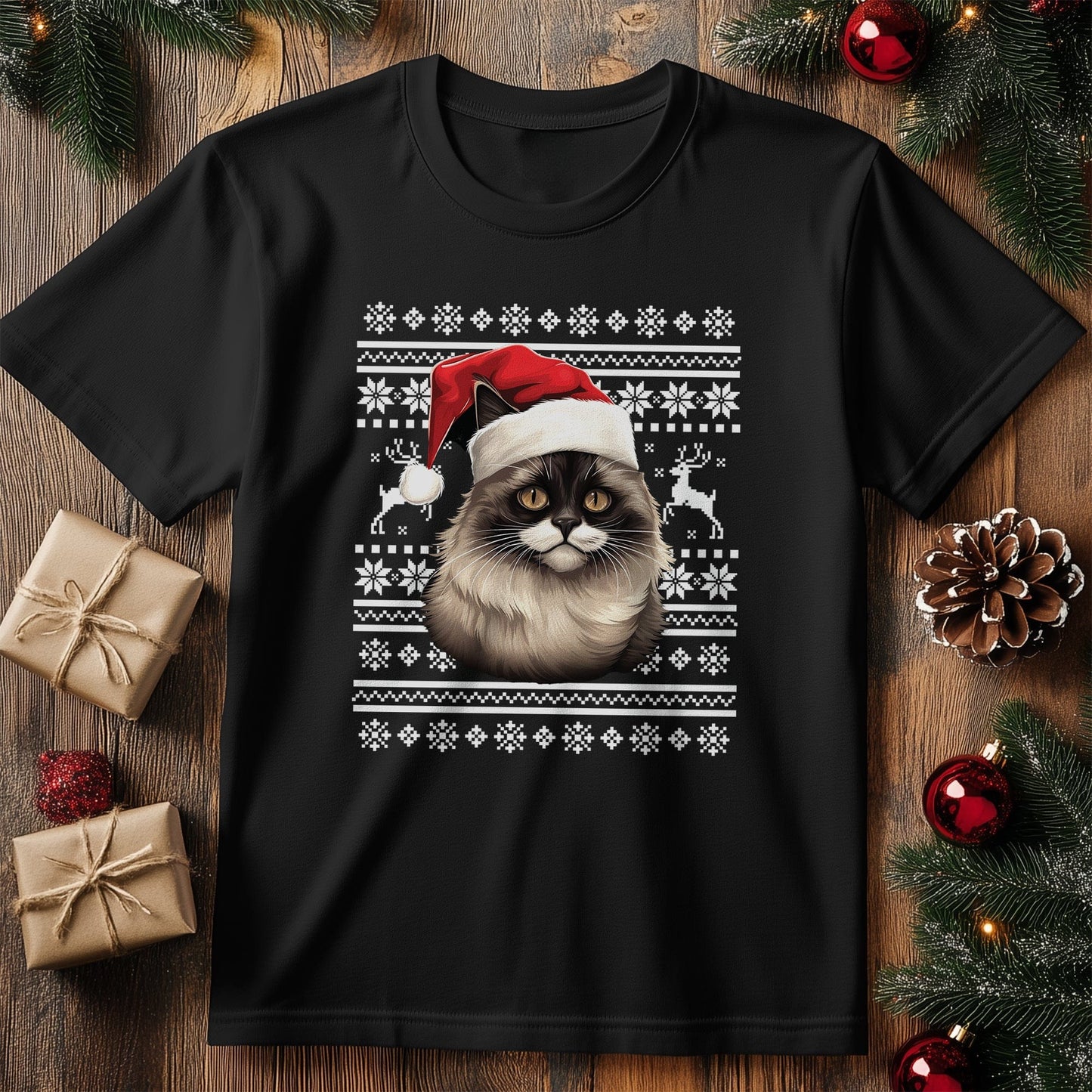 Birman Cat Santa Hat T-Shirt -