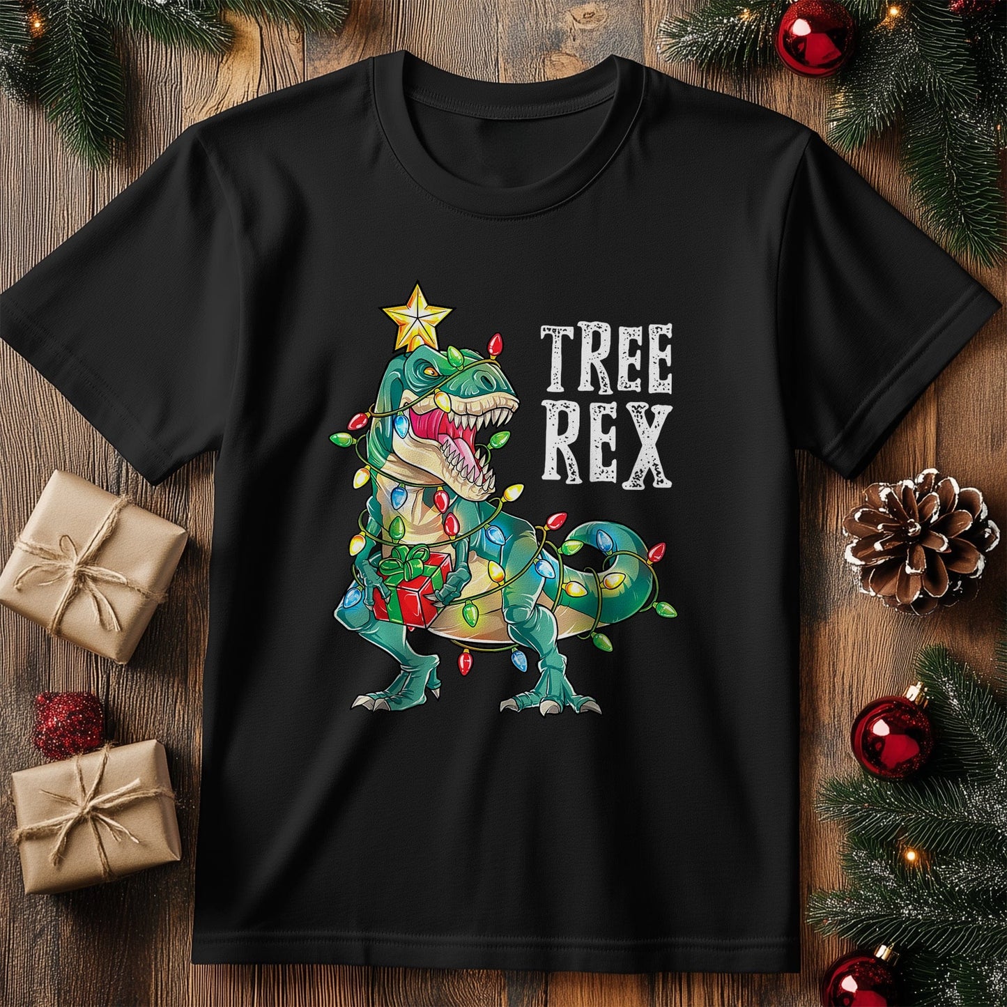 Dinosaur Christmas Tree Rex T-Shirt