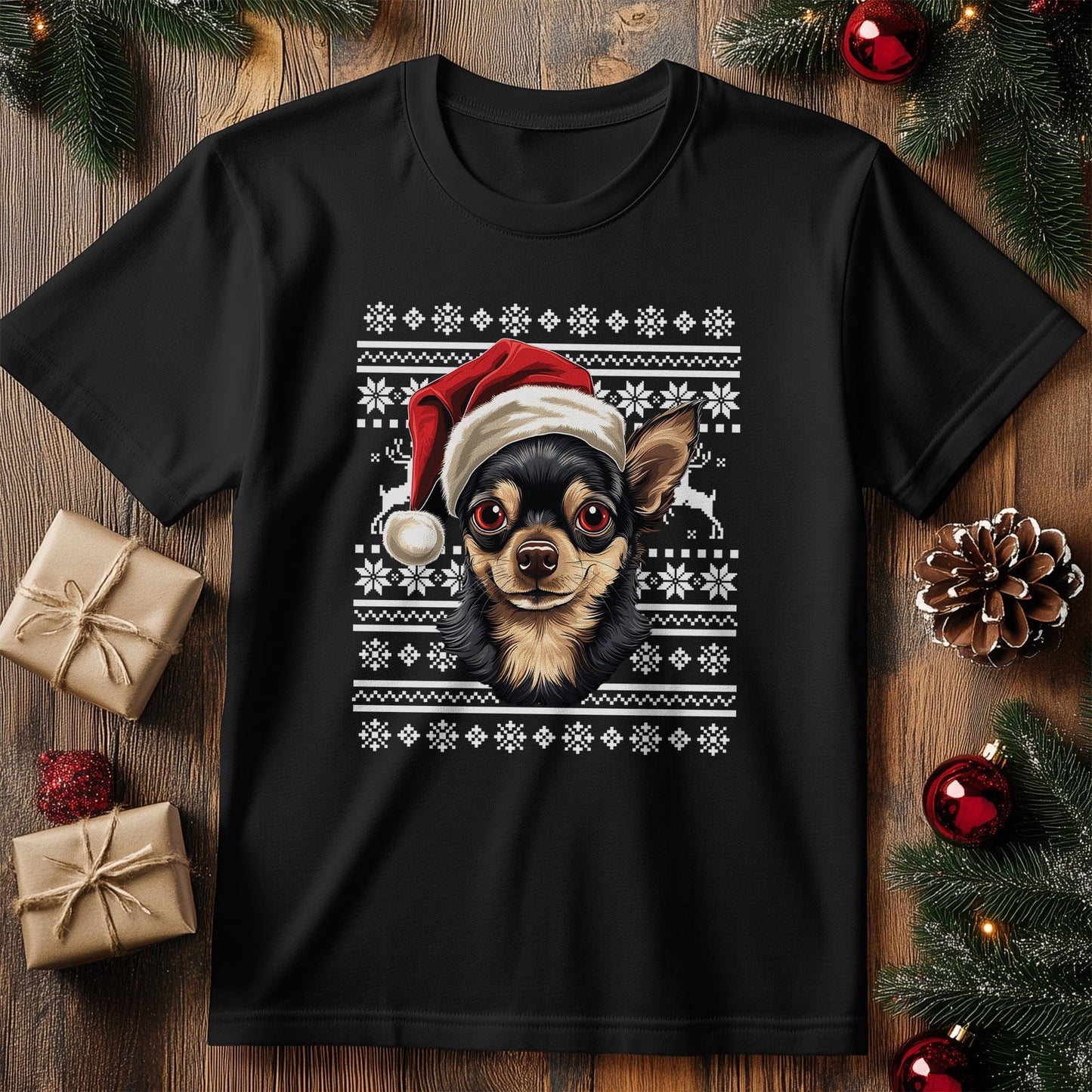 Chihuahua in Santa Hat T-Shirt -