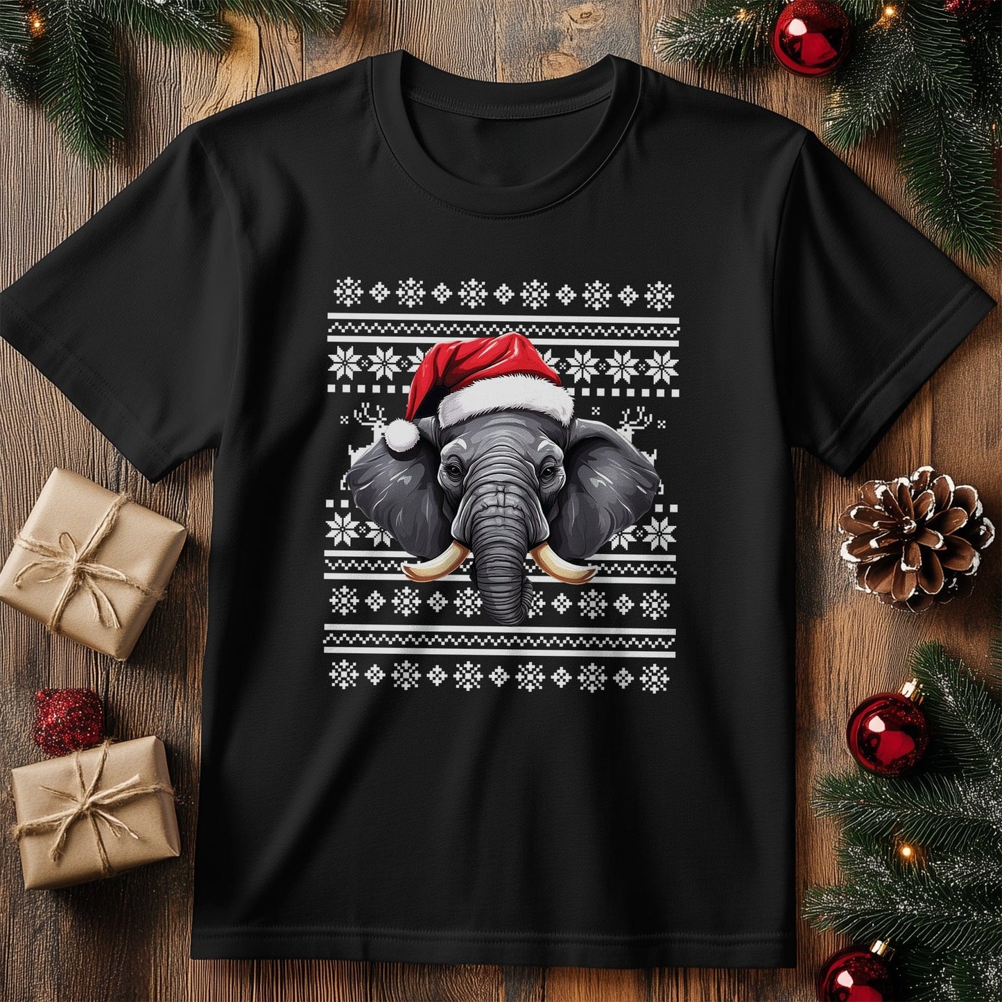 Elephant Santa Hat T-Shirt - Jolly