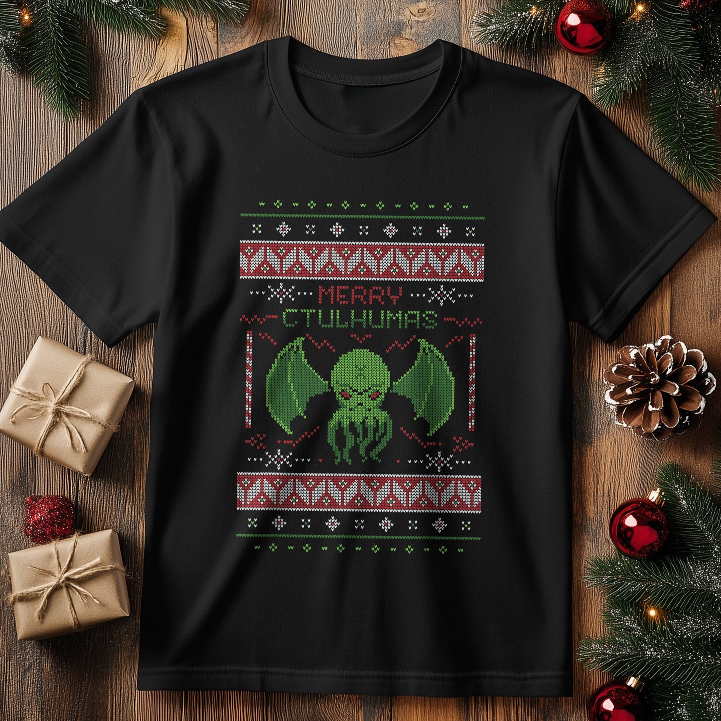 Merry Cthulhumas T-Shirt - Festively