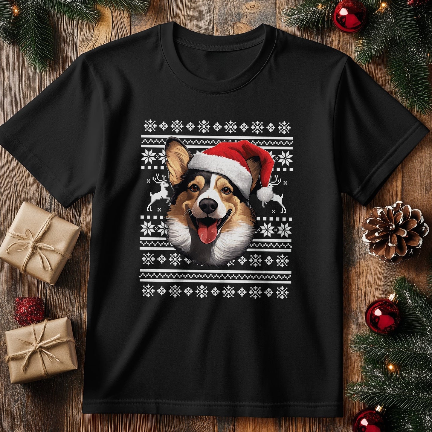 Corgi in a Santa Hat T-shirt -