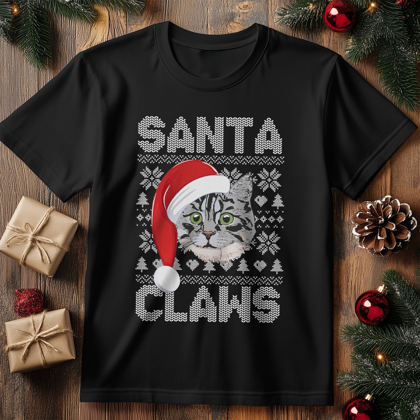 Santa Claws Cat T-Shirt - Meowy