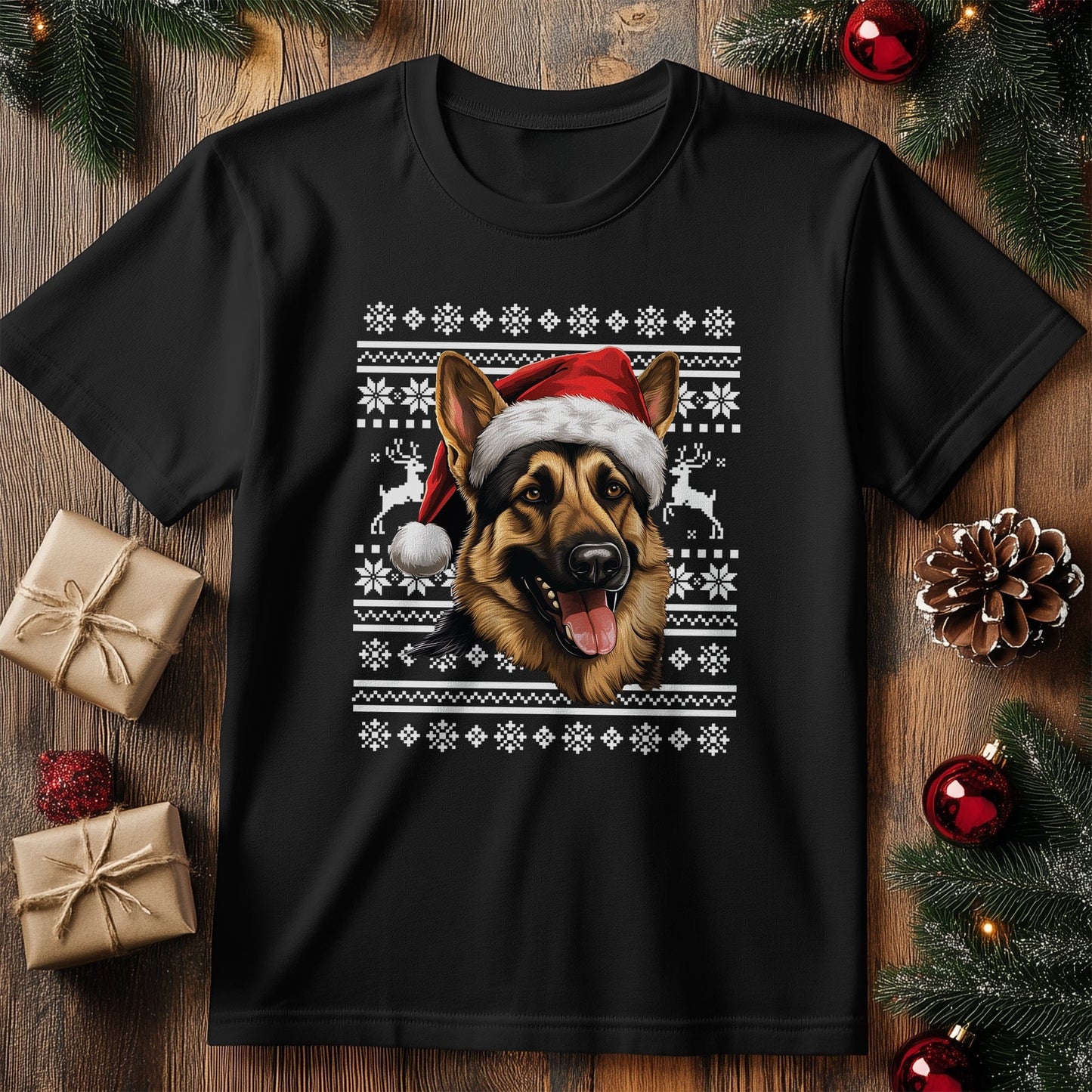 German Shepherd Santa Hat T-shirt ‚Äì