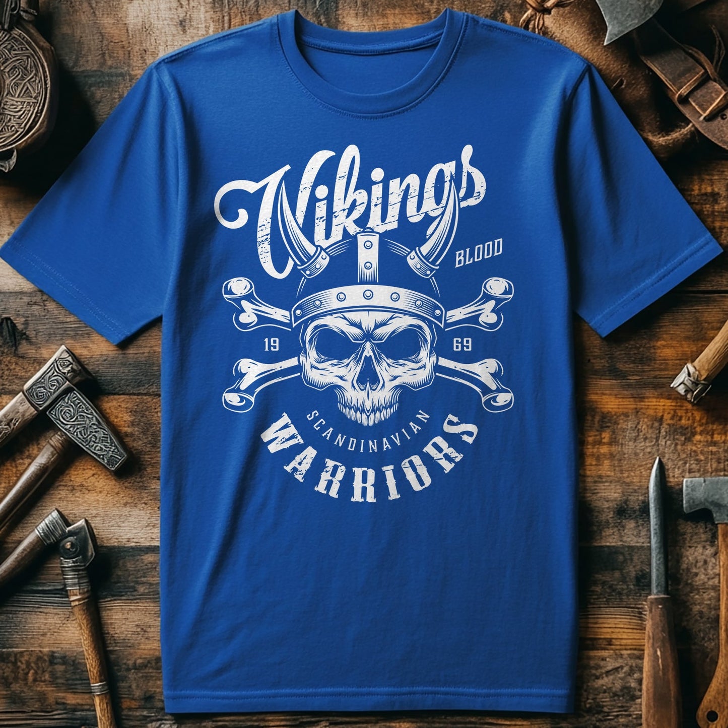 Vikings Warriors Skull Helmet T-Shirt