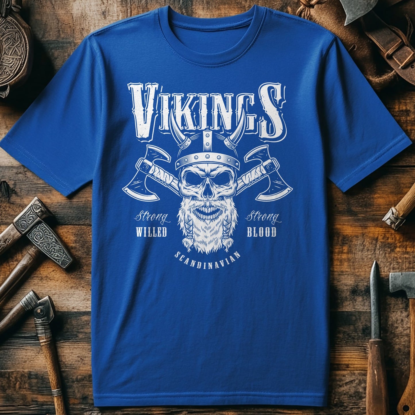Vikings Bearded Skull Axes T-shirt