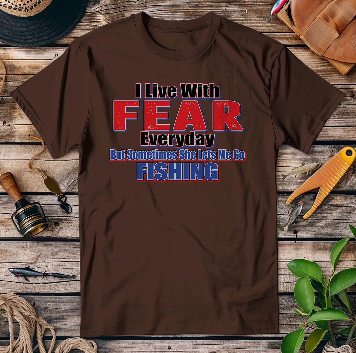 Live with Fear Fishing T-shirt