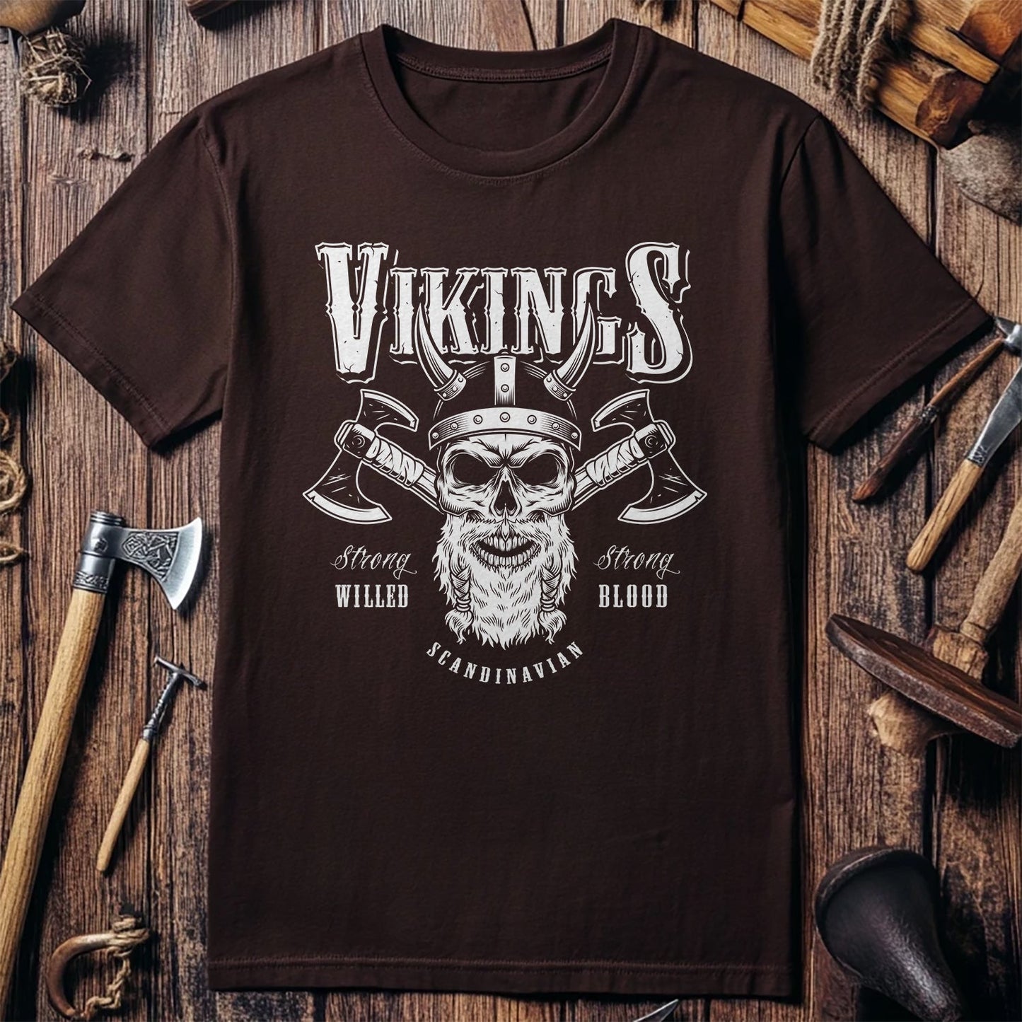 Vikings Bearded Skull Axes T-shirt