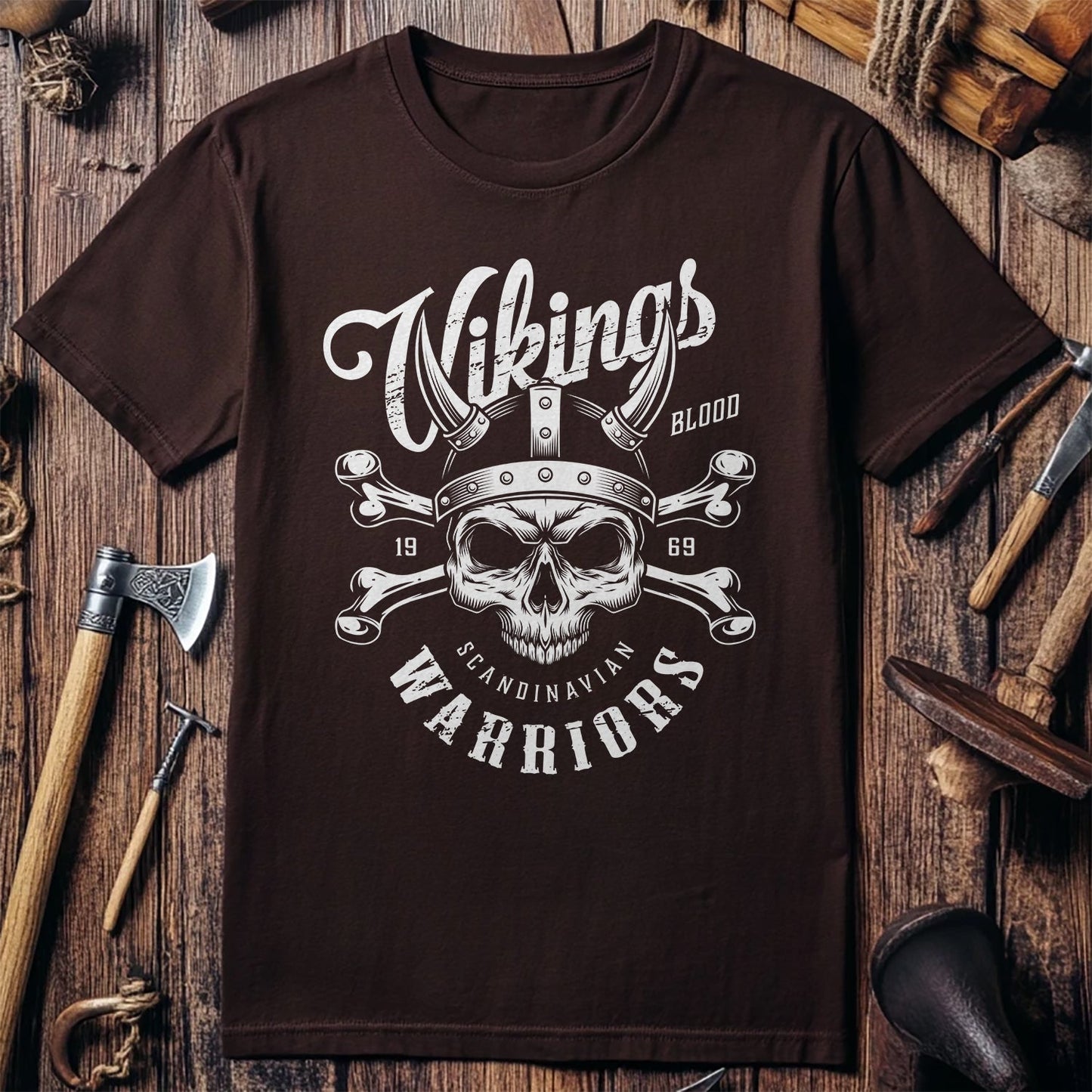 Vikings Warriors Skull Helmet T-Shirt