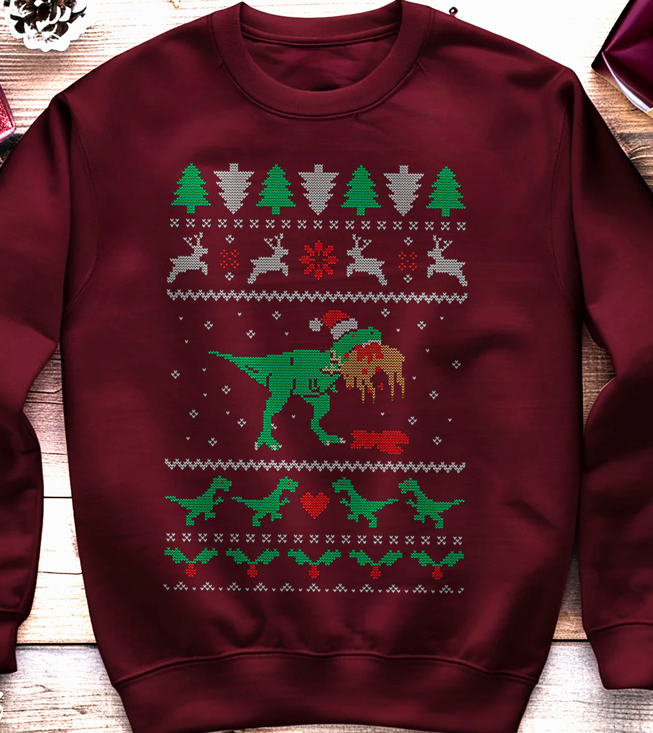 T-Rex-Reindeer-Eating Sweatshirt