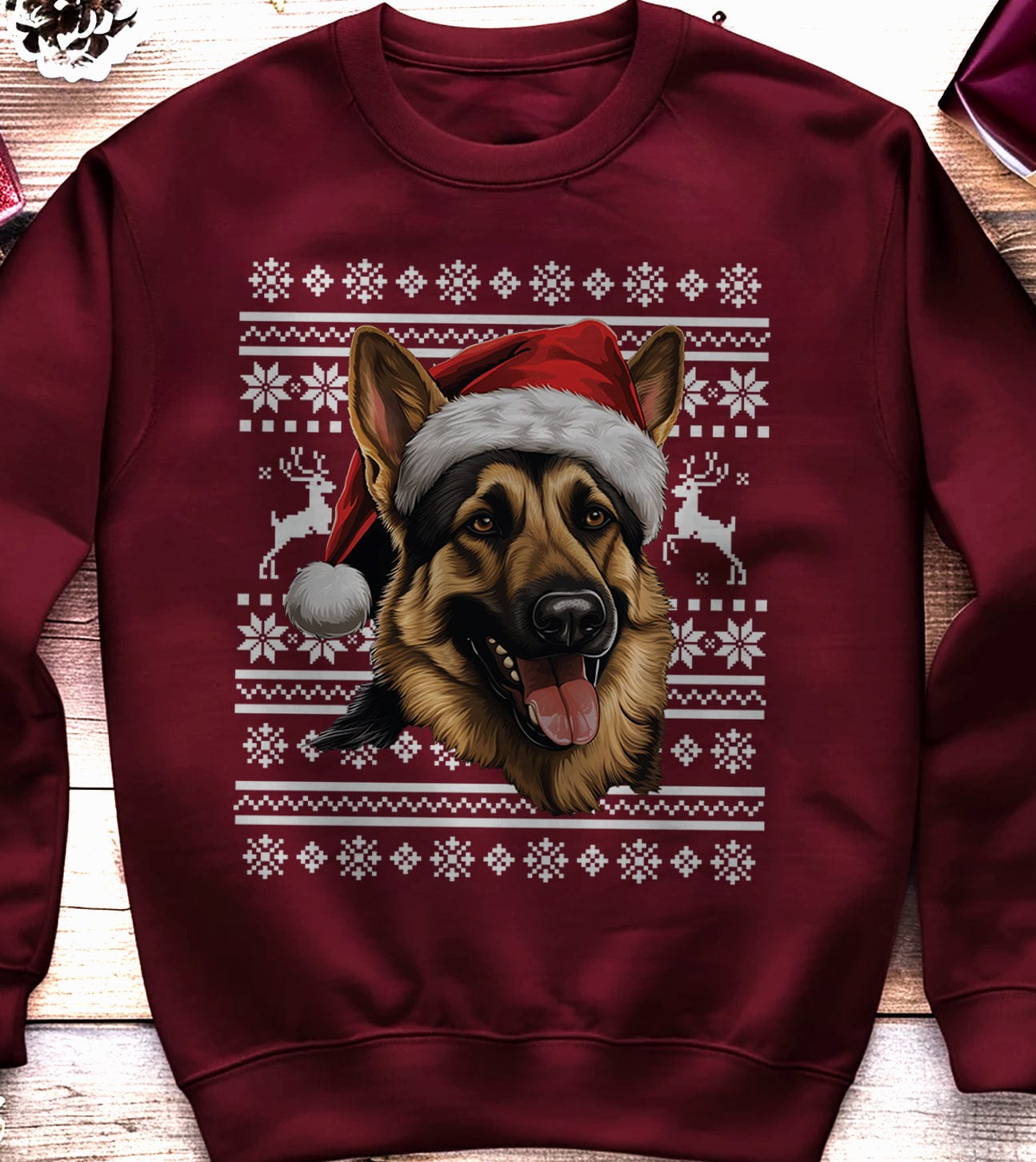 German Shepherd Santa Hat Sweatshirt