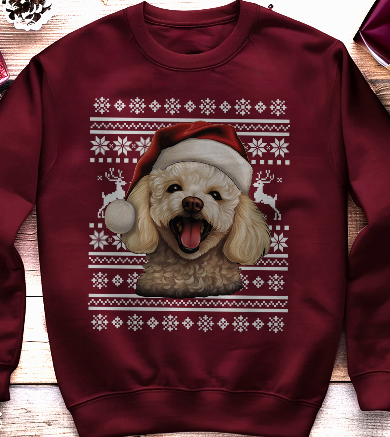 Poodle Dog Santa Hat Sweatshirt