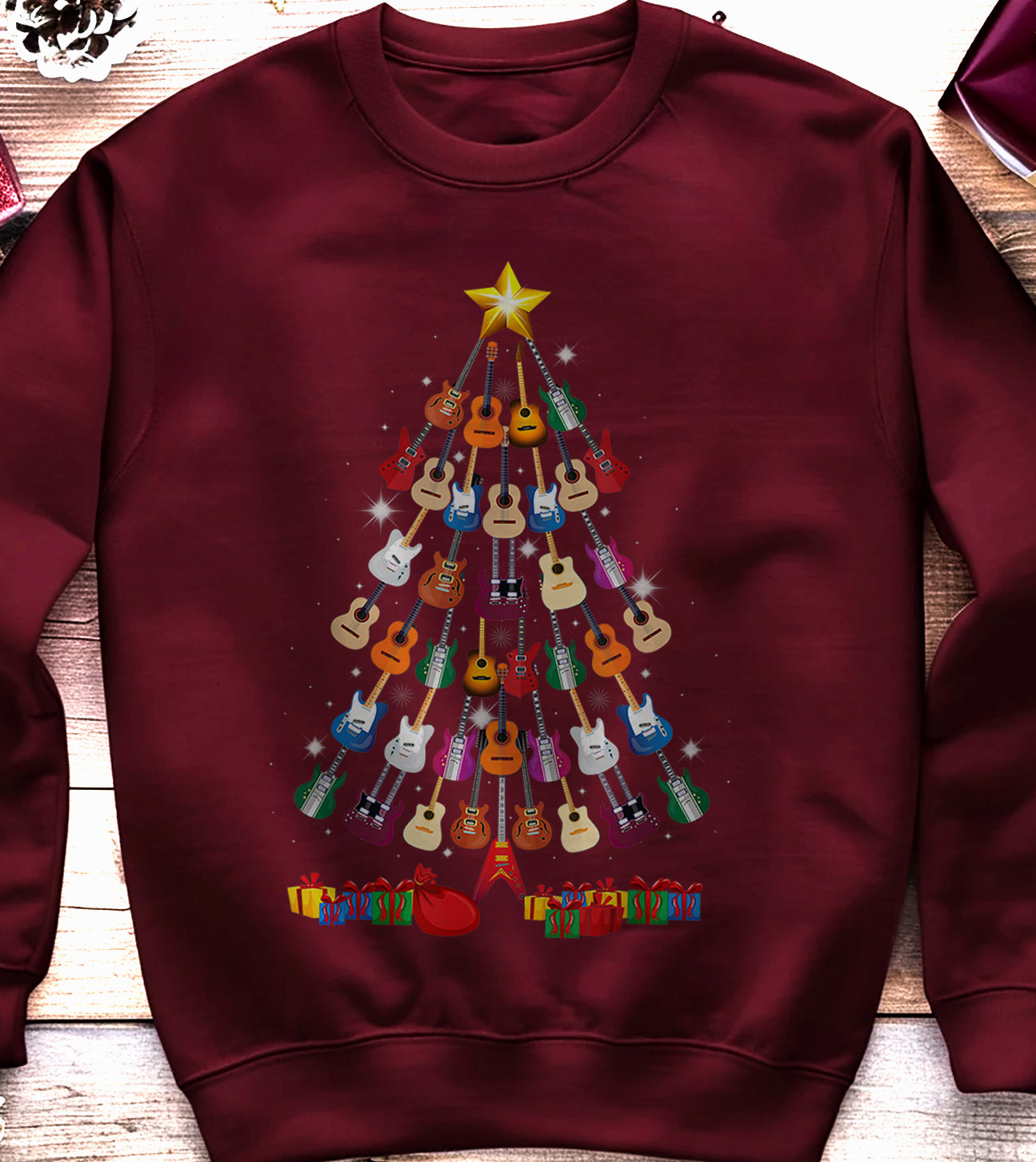 Jingle Bells & Rock 'n' Roll: Guitar Christmas Tree Sweatshirt