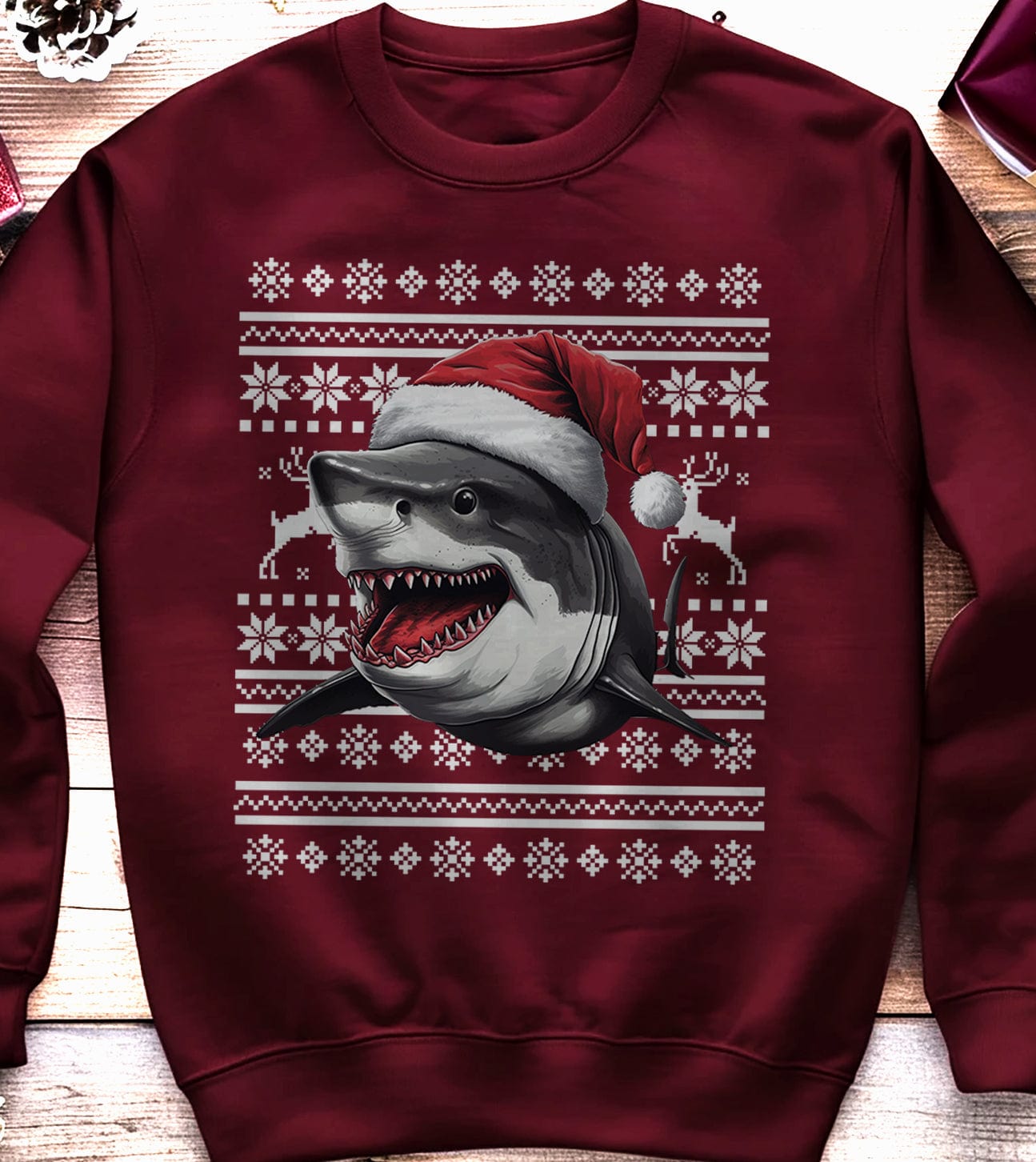 Great White Shark in Santa Hat Sweatshirt
