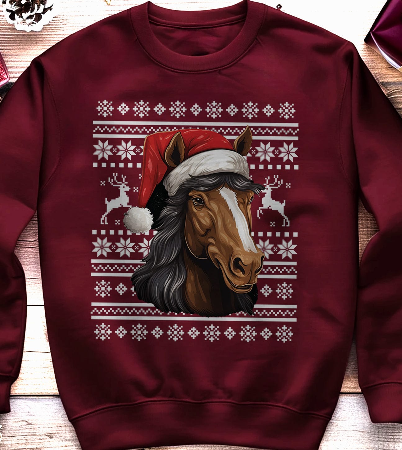 Horse Santa Hat Sweatshirt