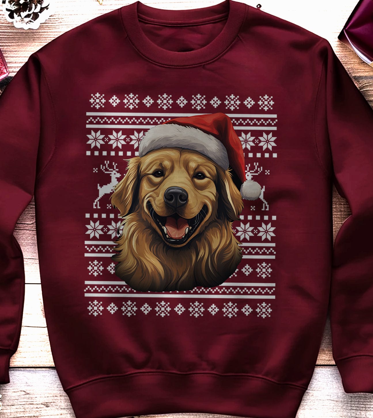 Golden Retriever Santa Hat Sweatshirt