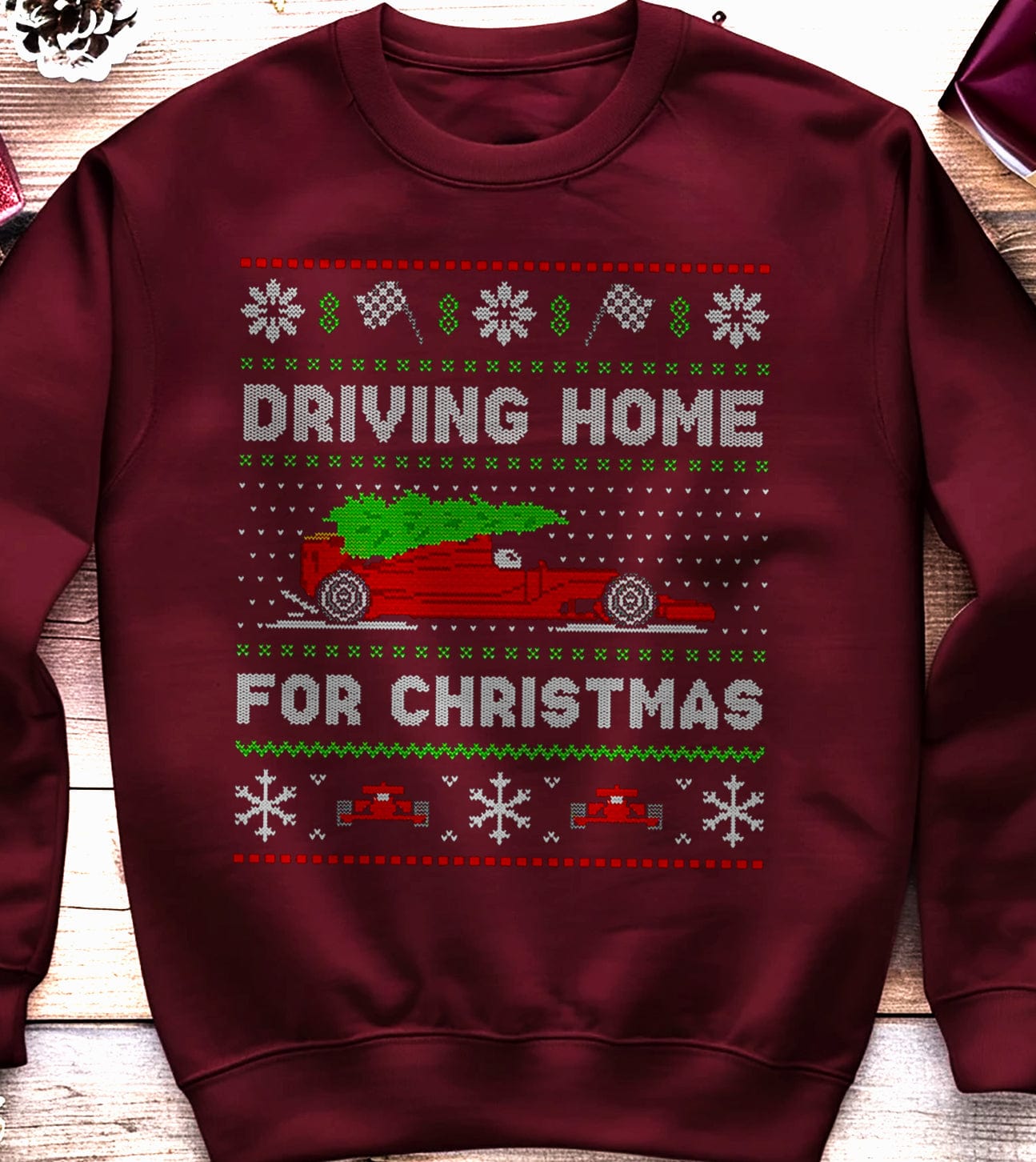 F1 Car Driving Home for Christmas Sweatshirt