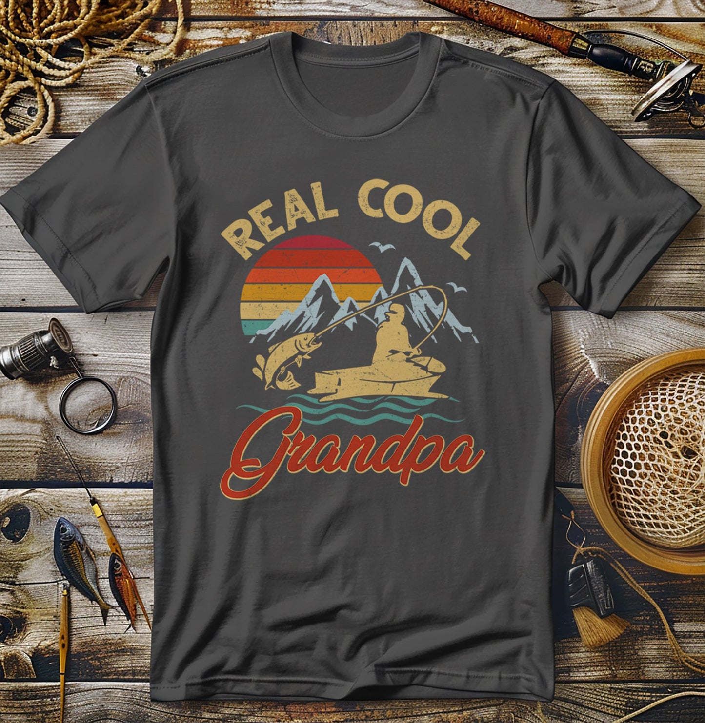 Real Cool Grandpa Fishing T-Shirt