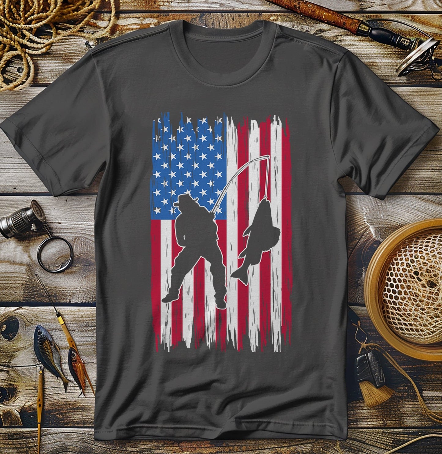 Fishing USA Flag T-Shirt