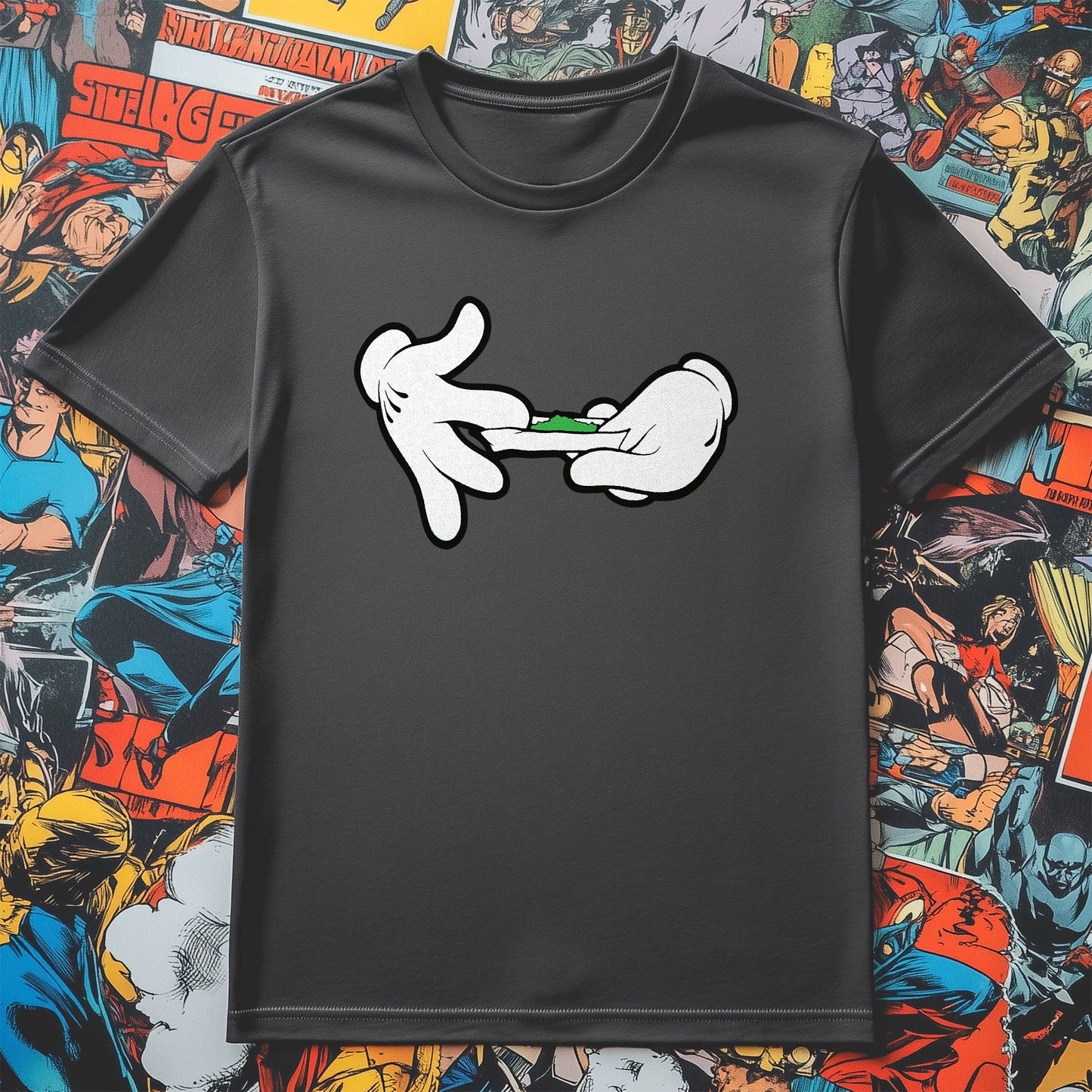 Cartoon Gloves Rolling Joint T-Shirt