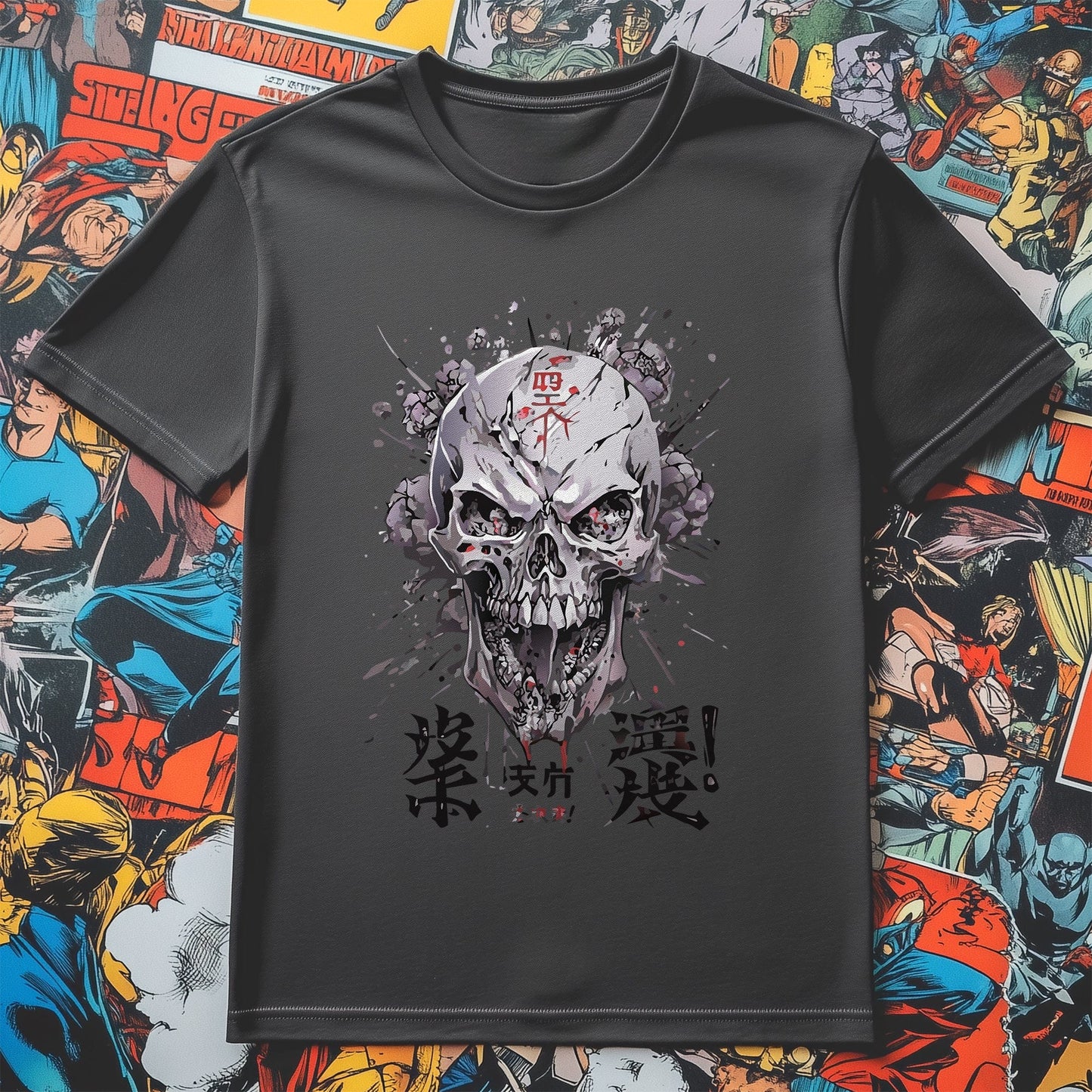 Japanese Grey Skull T-Shirt