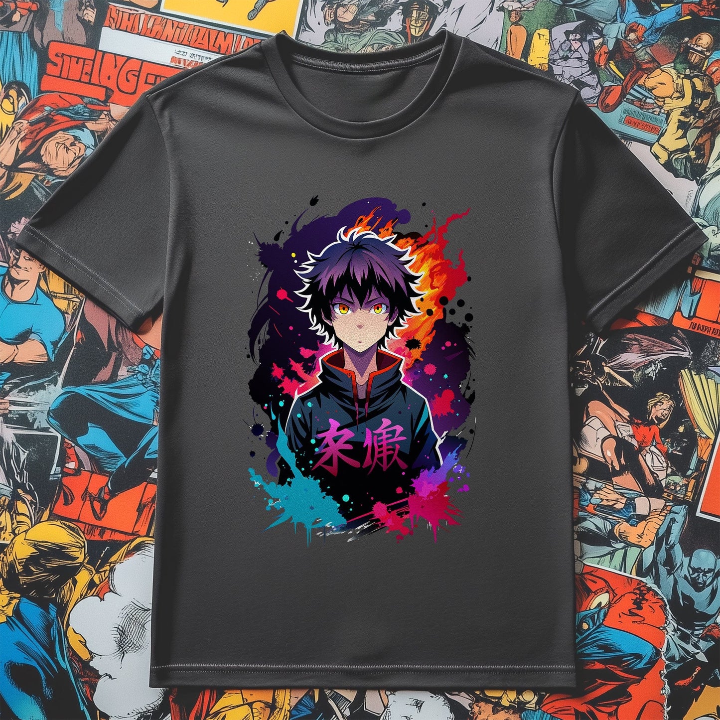 Ink Splat Anime Boy T-Shirt