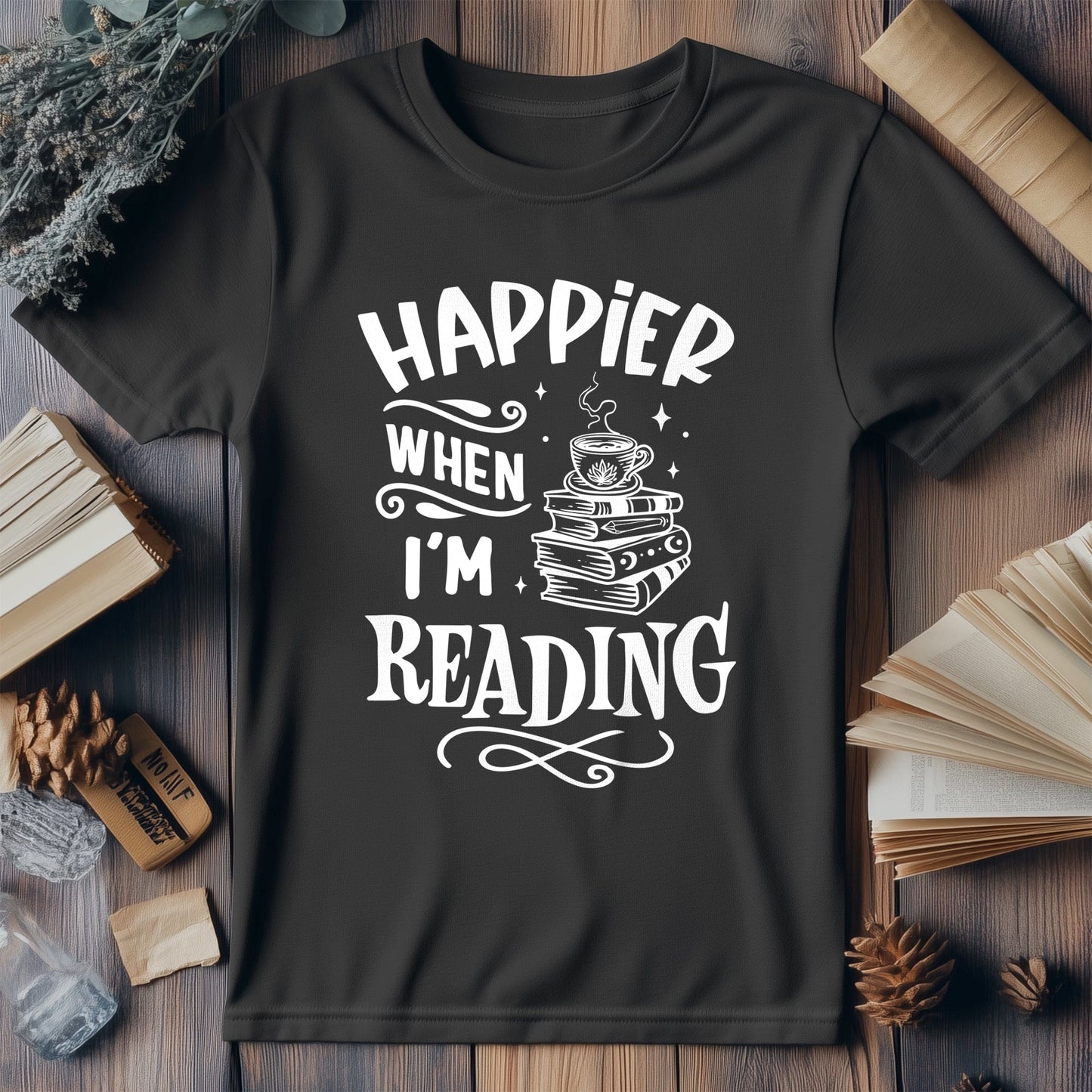 Happier When Im Reading T-Shirt Style001