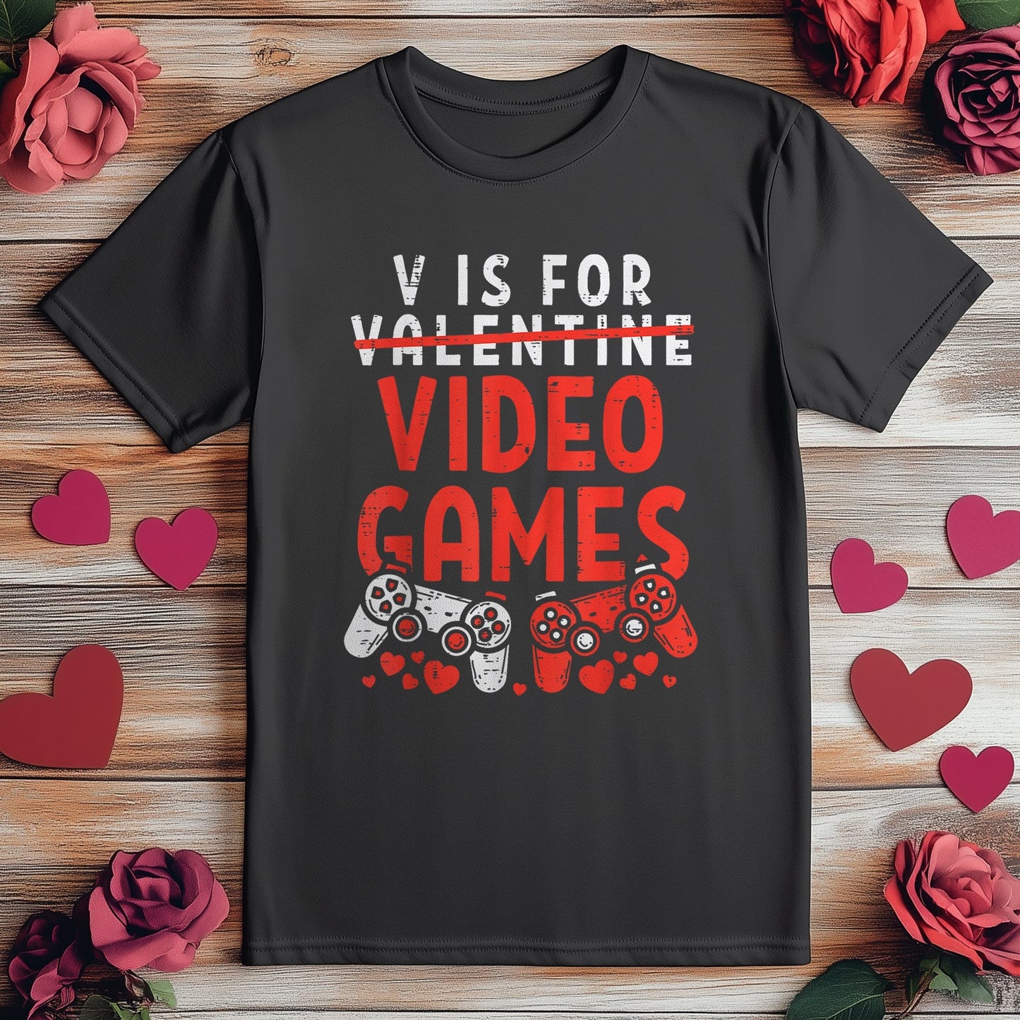 V is For Video Games t-shirt